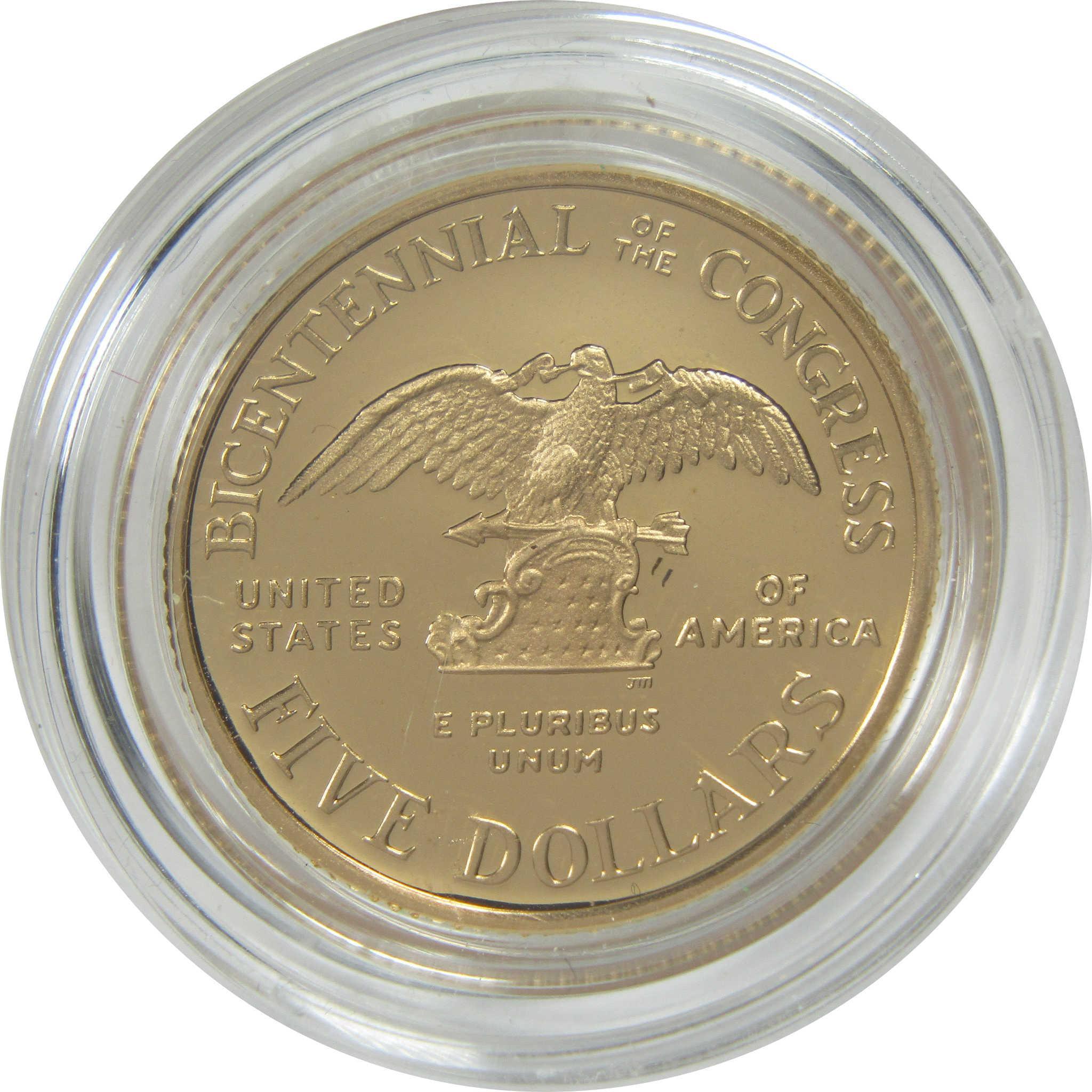 1989 W Congress Bicentennial Commemorative Gold Proof $5 Coin
