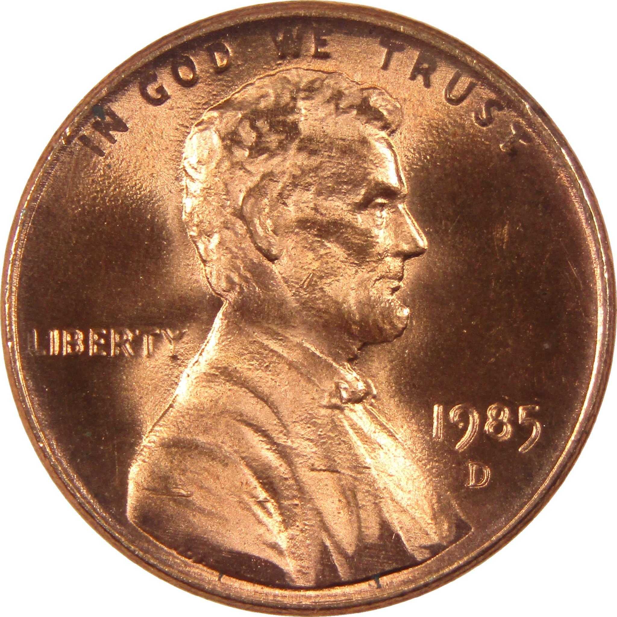 1985 D Lincoln penny featuring Abraham Lincoln, collectible US one cent coin, obverse side