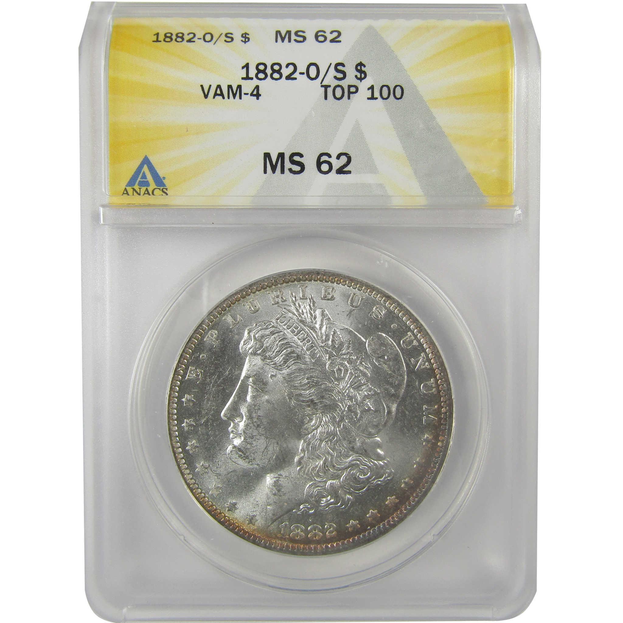 1882 O/S VAM-4 Recessed Top 100 Morgan Dollar MS 62 ANACS SKU:I21947 - Morgan coin - Morgan silver dollar - Morgan silver dollar for sale - Profile Coins & Collectibles