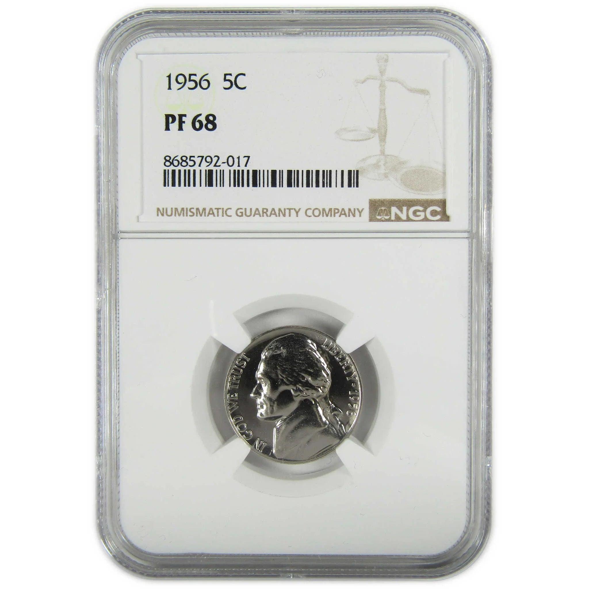 1956 Jefferson Nickel PF 68 NGC Proof 5c Coin Collectible SKU:I27382