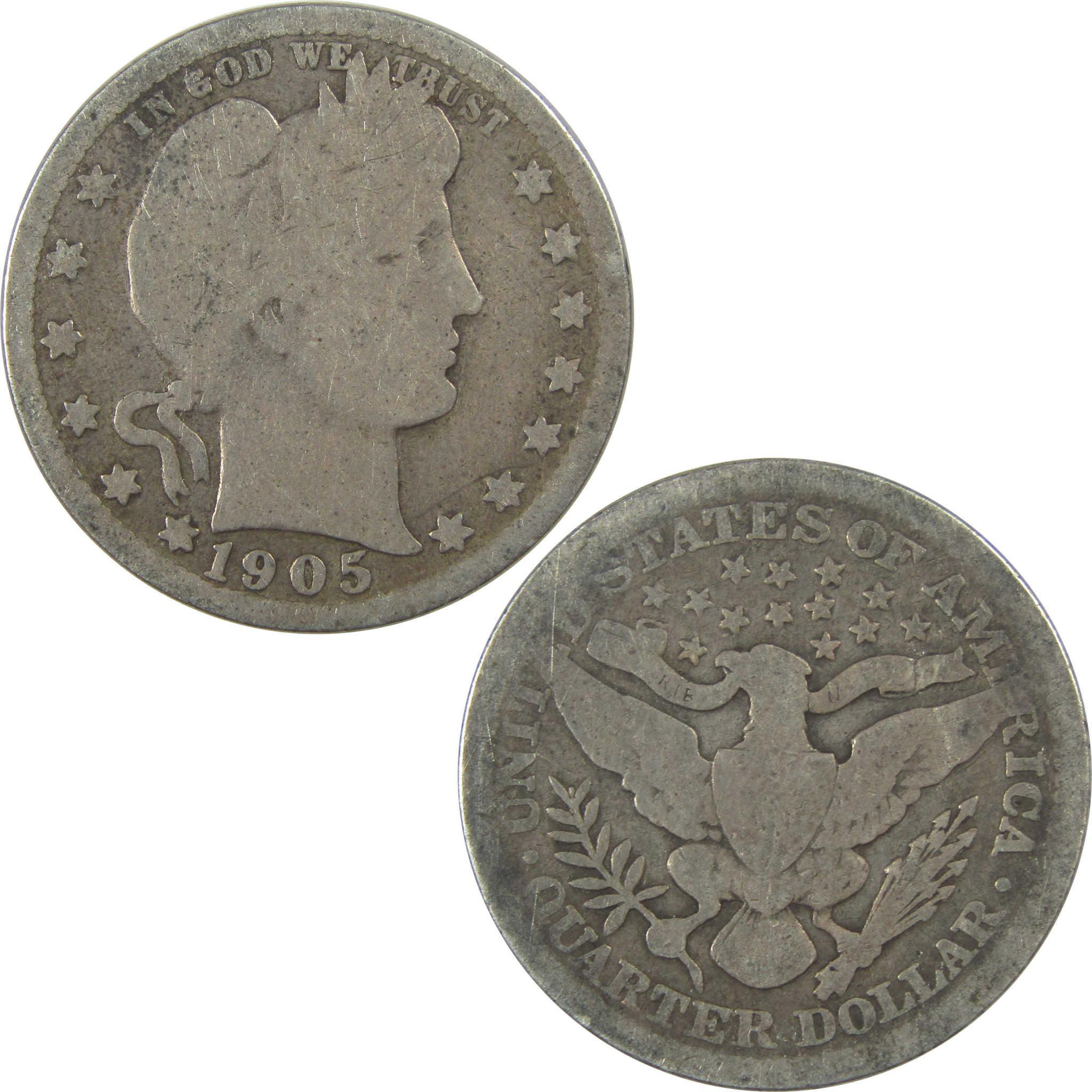 1905 Barber Quarter AG About Good Silver 25c Coin SKU:I21796