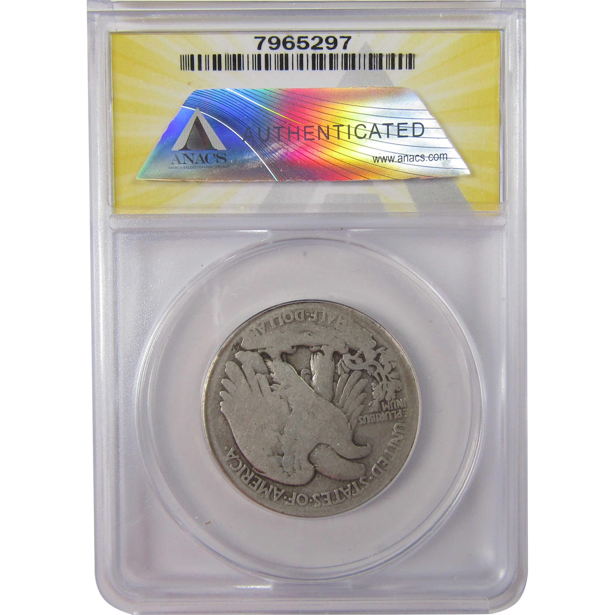 1916 D Liberty Walking Silver Half Dollar G 4 Details ANACS SKU:I25538