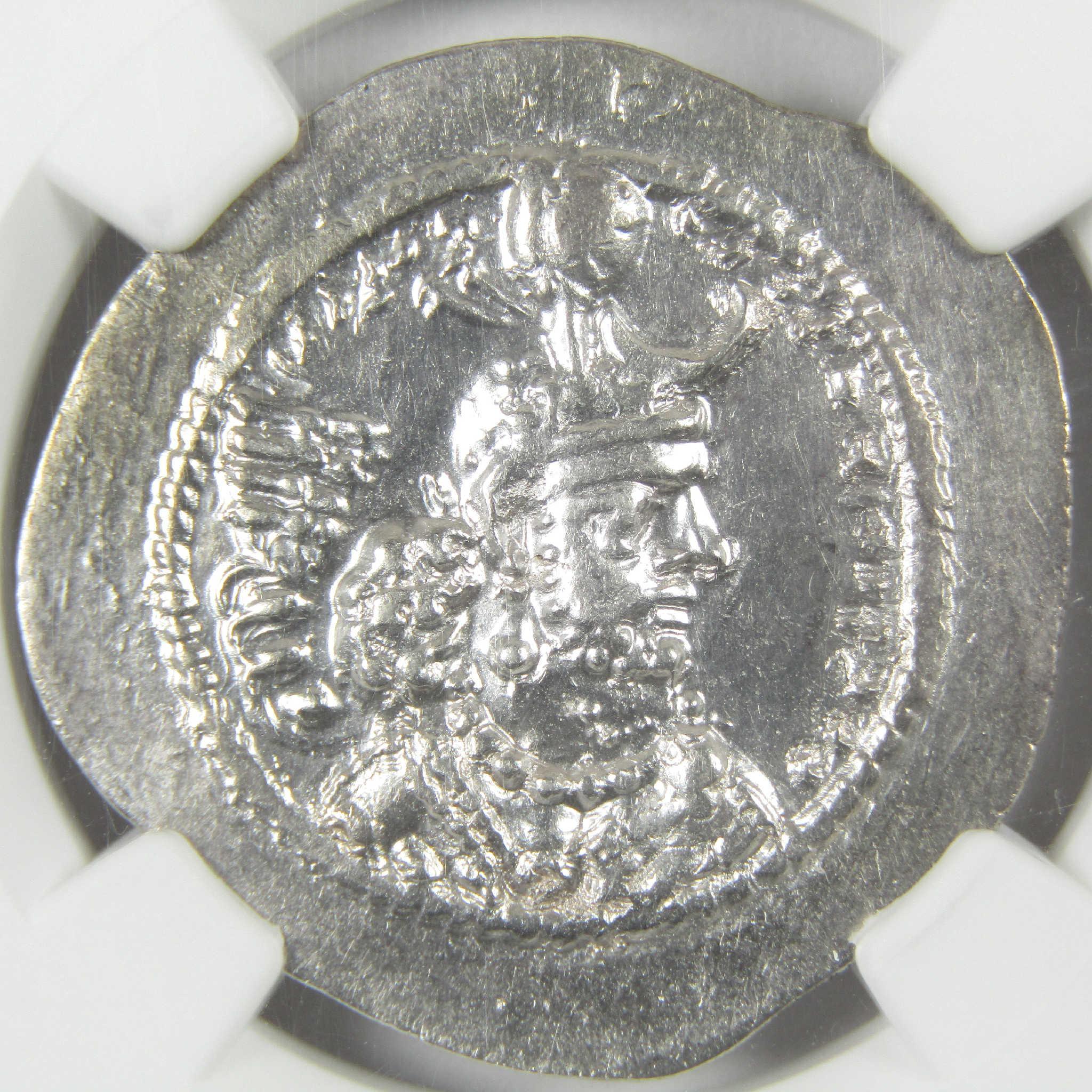 399-420 AD Yazdard I Sasanian Empire Silver Drachm CH AU NGC Ancient