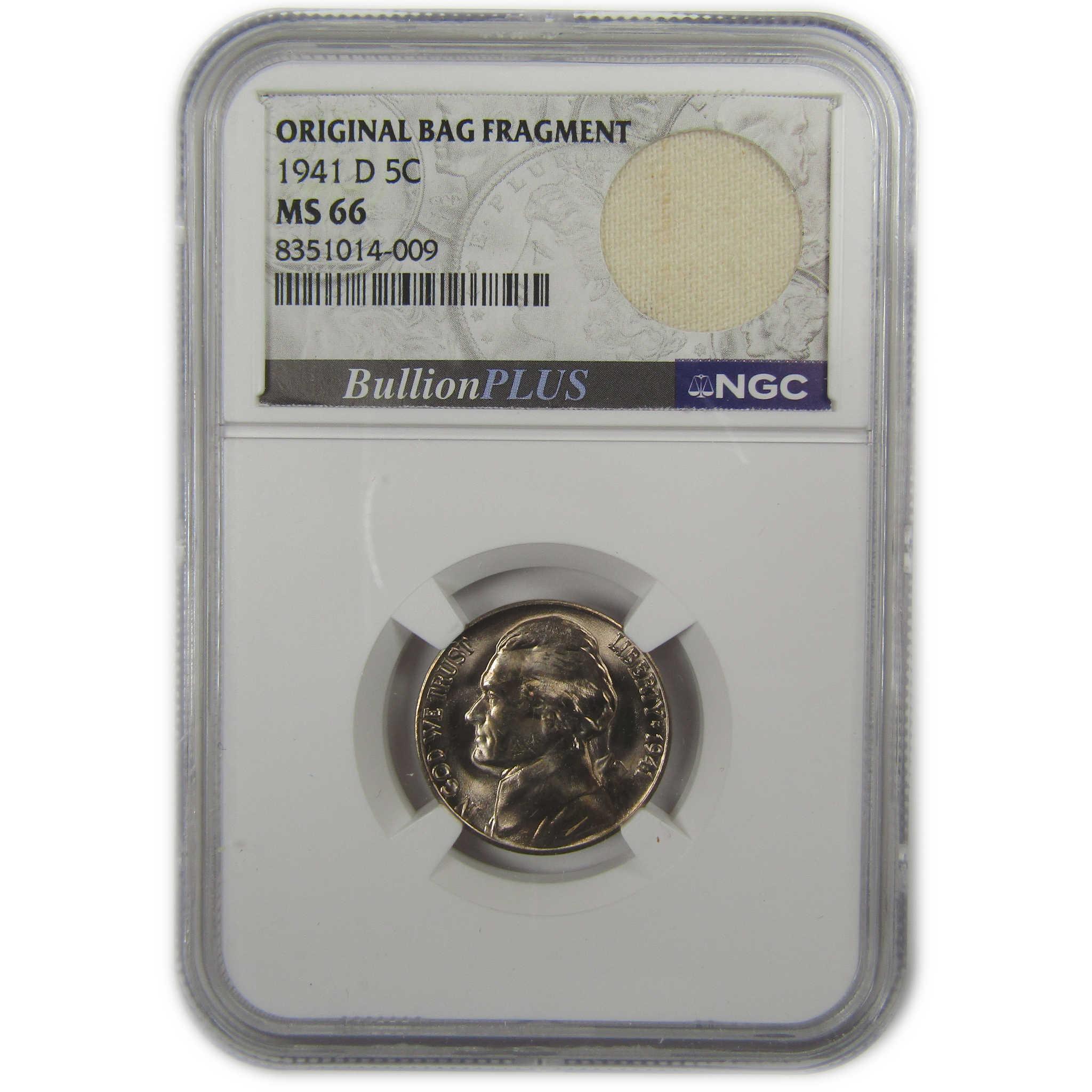 1941 D Jefferson Nickel MS 66 NGC Original Bag Fragment SKU:I20323