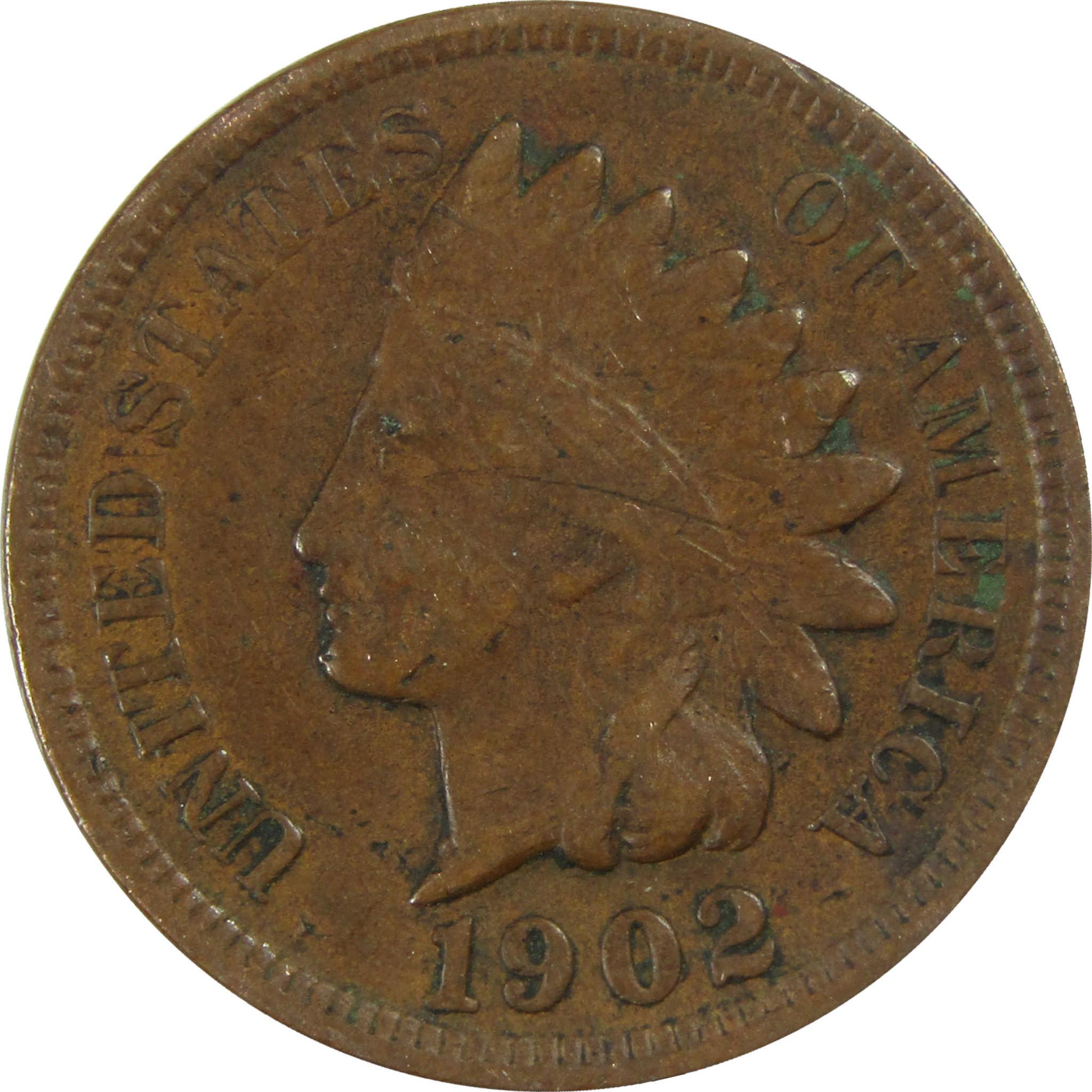 1902 Indian Head Cent VF Very Fine Penny 1c Coin SKU:I27025