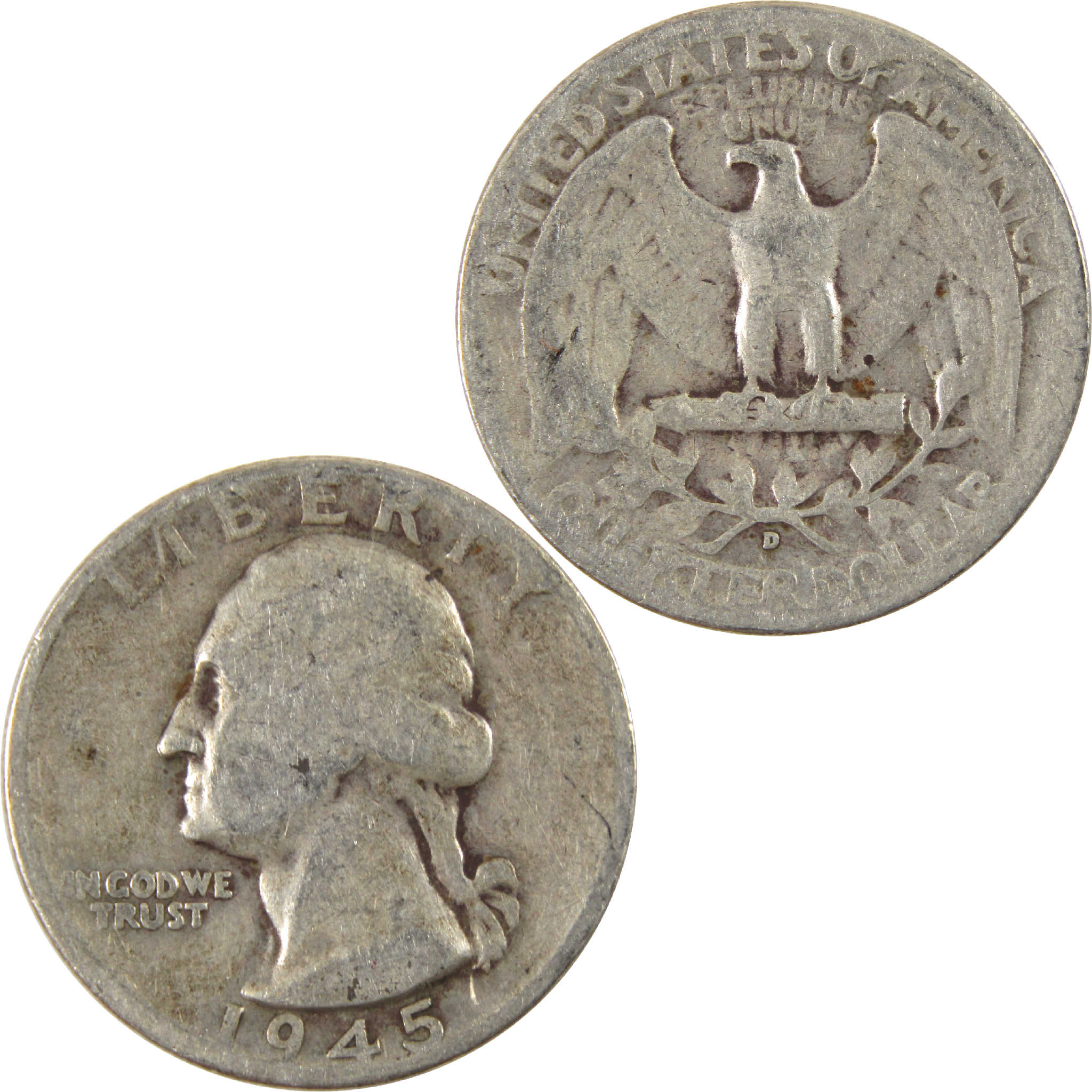 1945 D Washington Quarter Circulated Silver 25c Coin Collectible