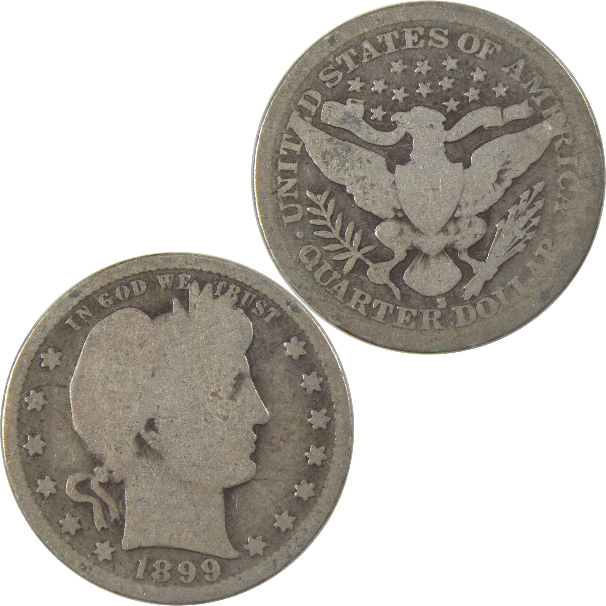 1899 S Barber Silver Quarter Circulated 25c Coin Collectible