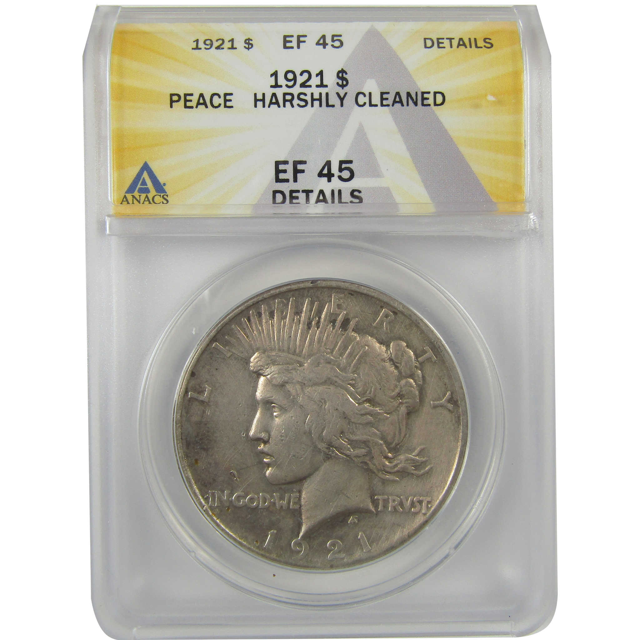 1921 High Relief Peace Dollar EF 45 Details ANACS Silver SKU:I21373