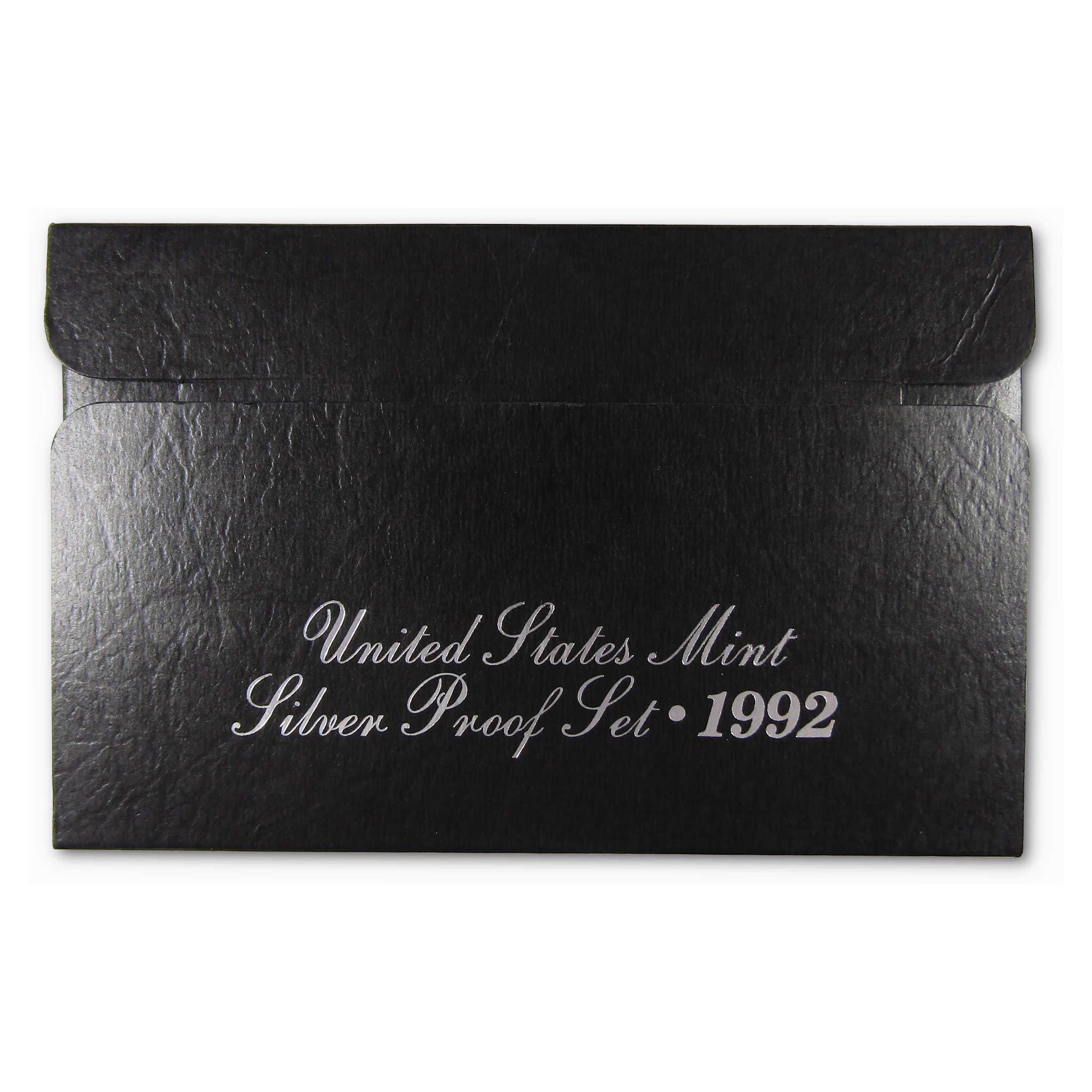 United States Mint Silver Proof Set 1992 black display case for collectible coins