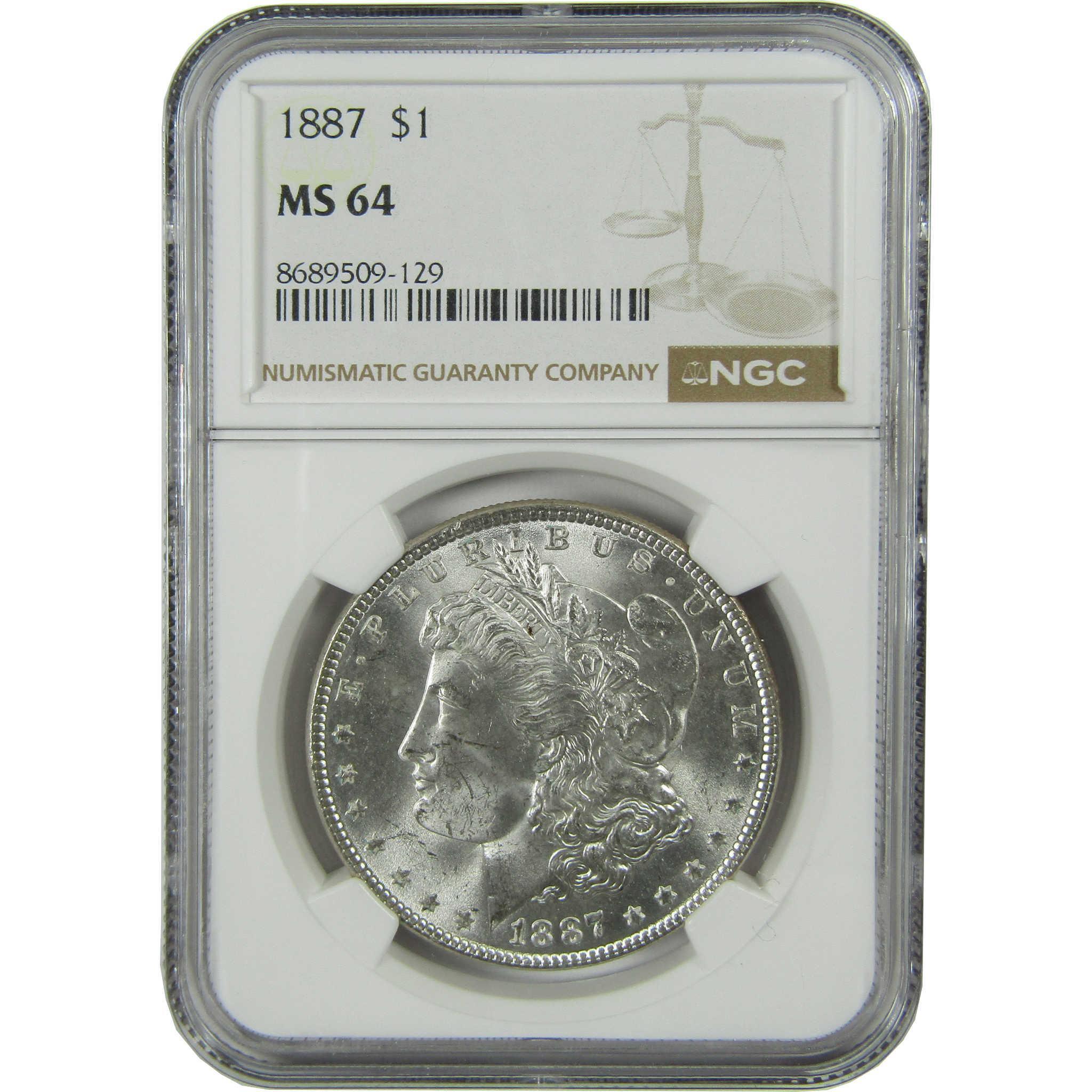 1887 Morgan Silver Dollar MS 64 NGC Uncirculated $1 Coin SKU:CP431 - Morgan coin - Morgan silver dollar - Morgan silver dollar for sale - Profile Coins & Collectibles