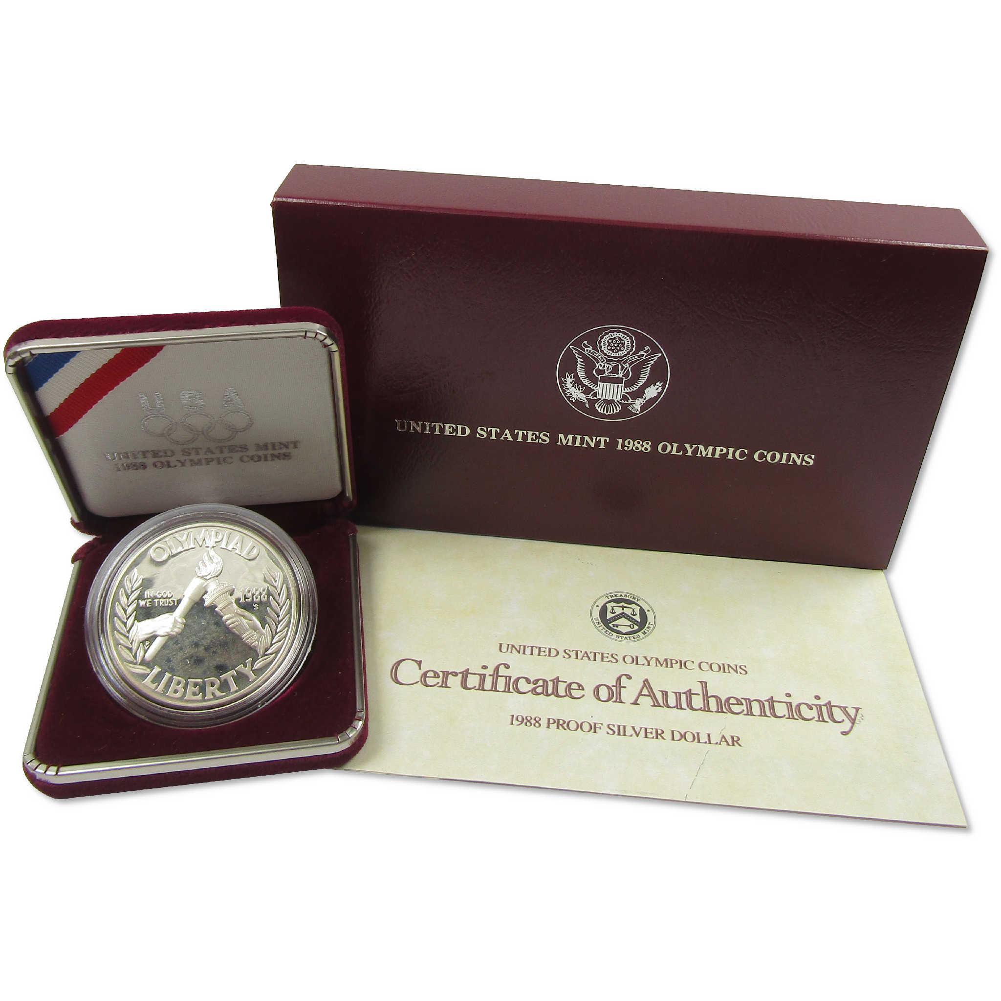 1988 S Seoul Olympiad Commemorative Silver Dollar Proof Coin OGP COA