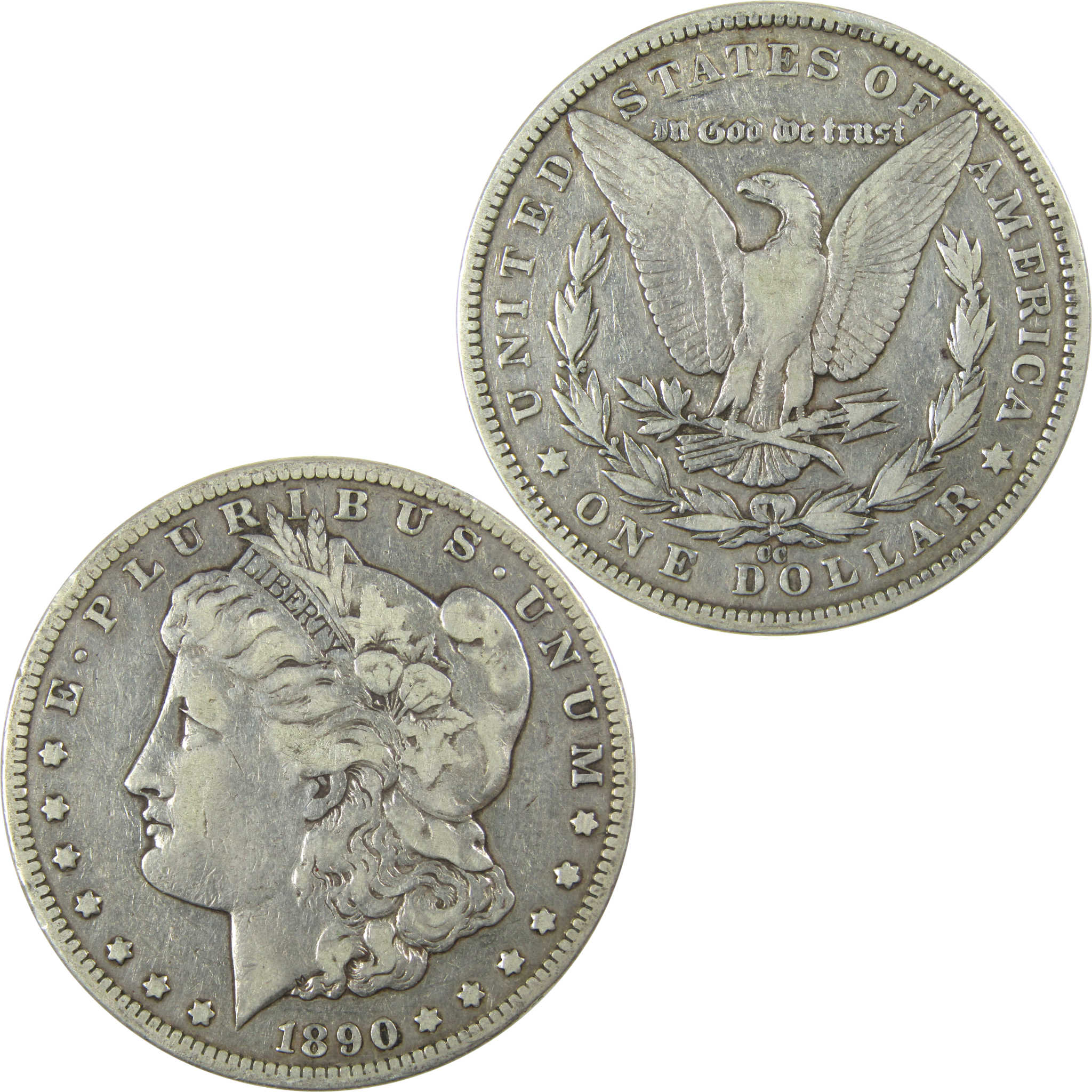 1890 CC Morgan Silver Dollar F Fine Details $1 Coin SKU:CP746 - Morgan coin - Morgan silver dollar - Morgan silver dollar for sale - Profile Coins & Collectibles