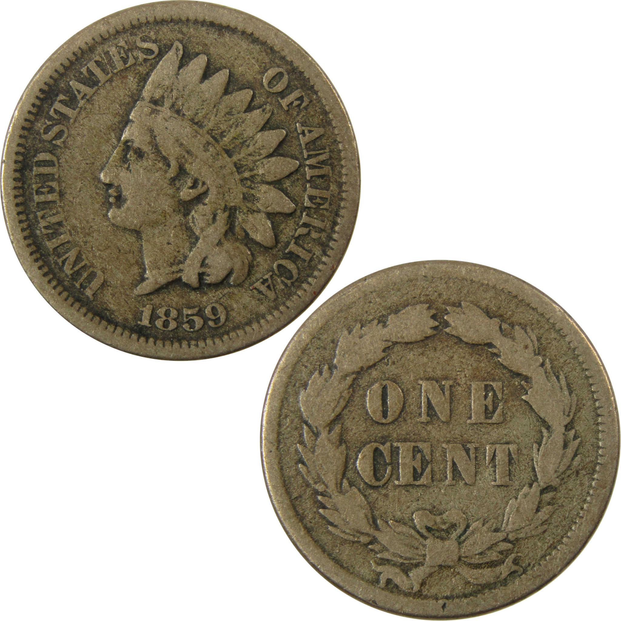 1859 Indian Head Cent VG Very Good Penny 1c Coin SKU:CP1262