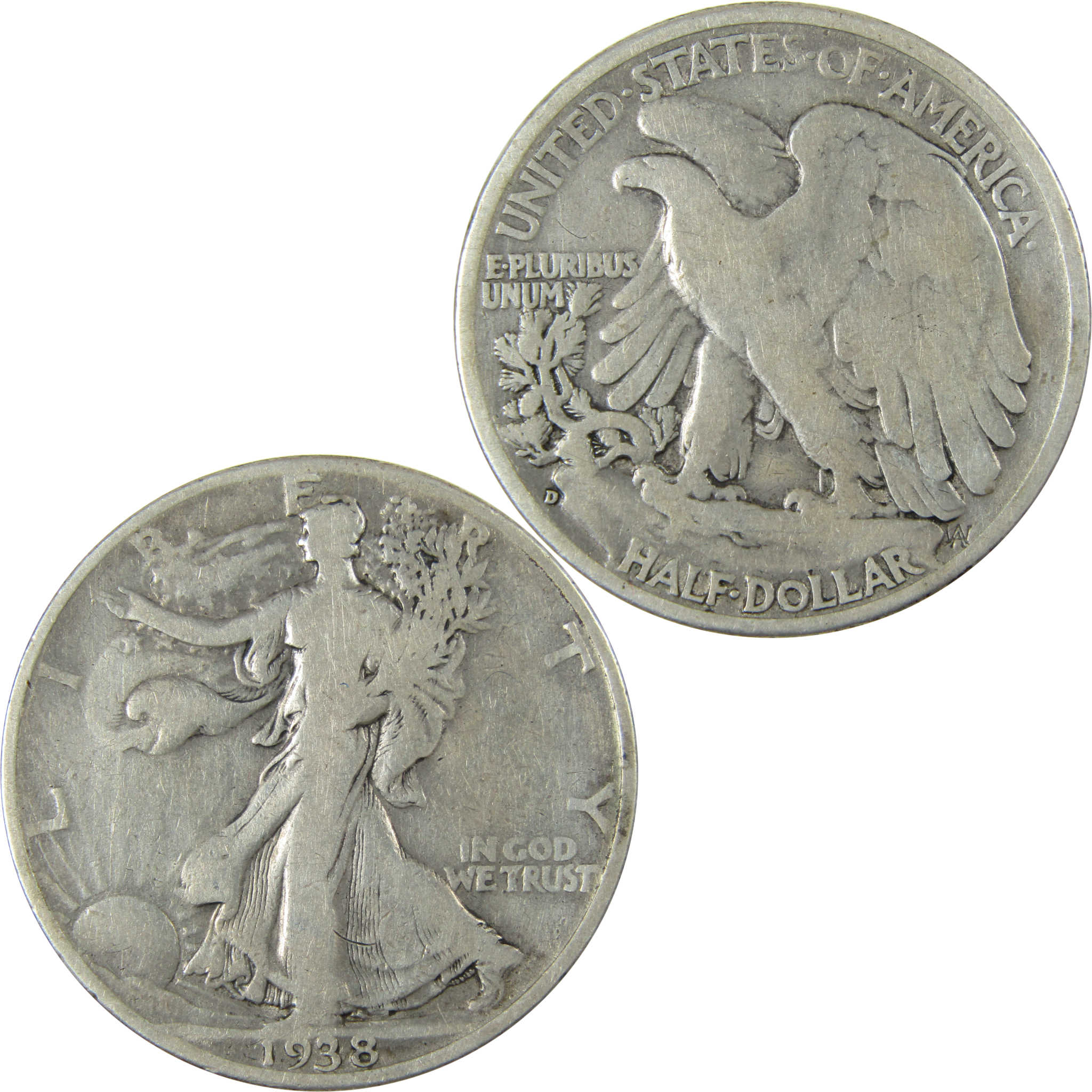 1938 D Liberty Walking Silver 50c VG Very Good Details SKU:I26011