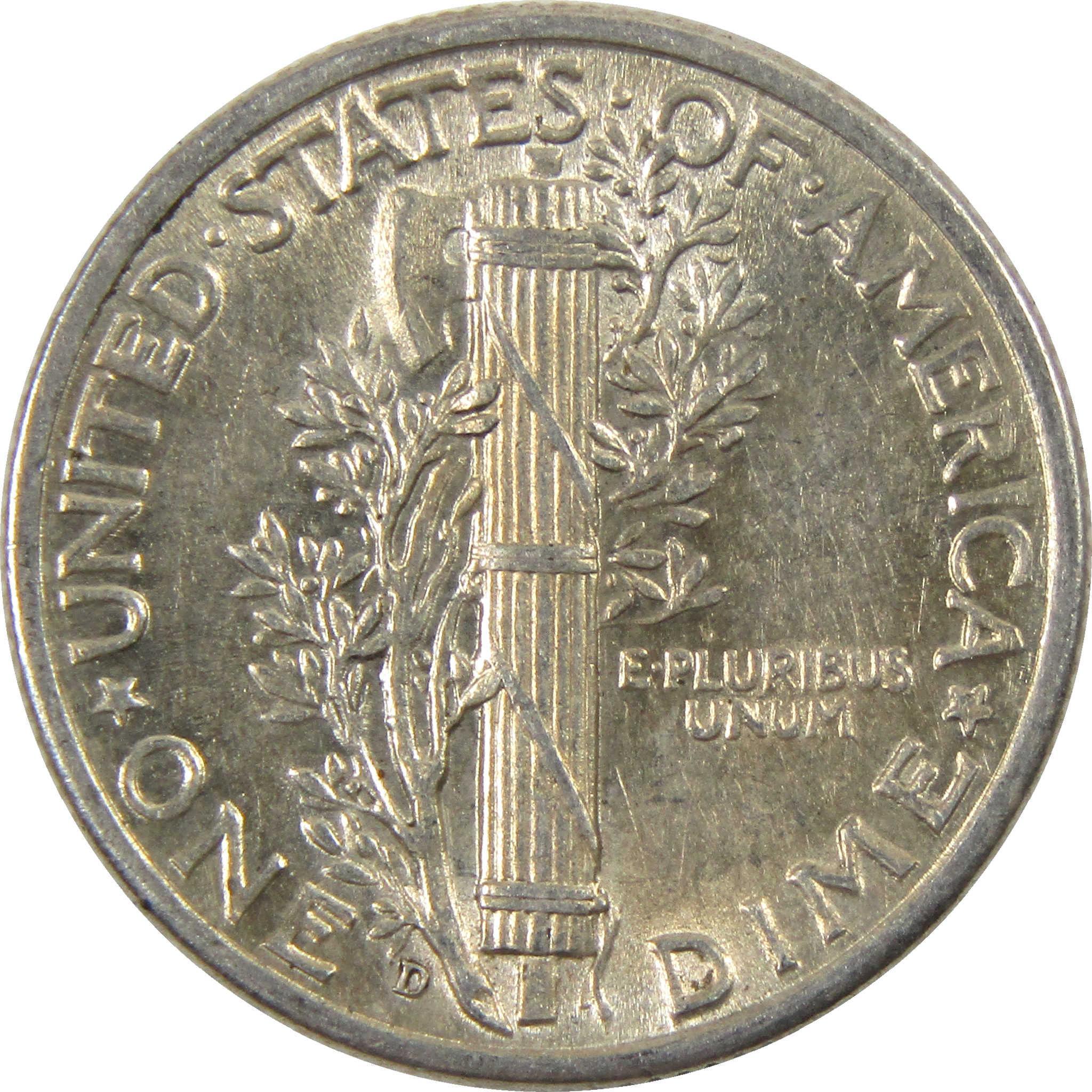 1944 D Mercury Dime AU About Uncirculated Silver 10c Coin