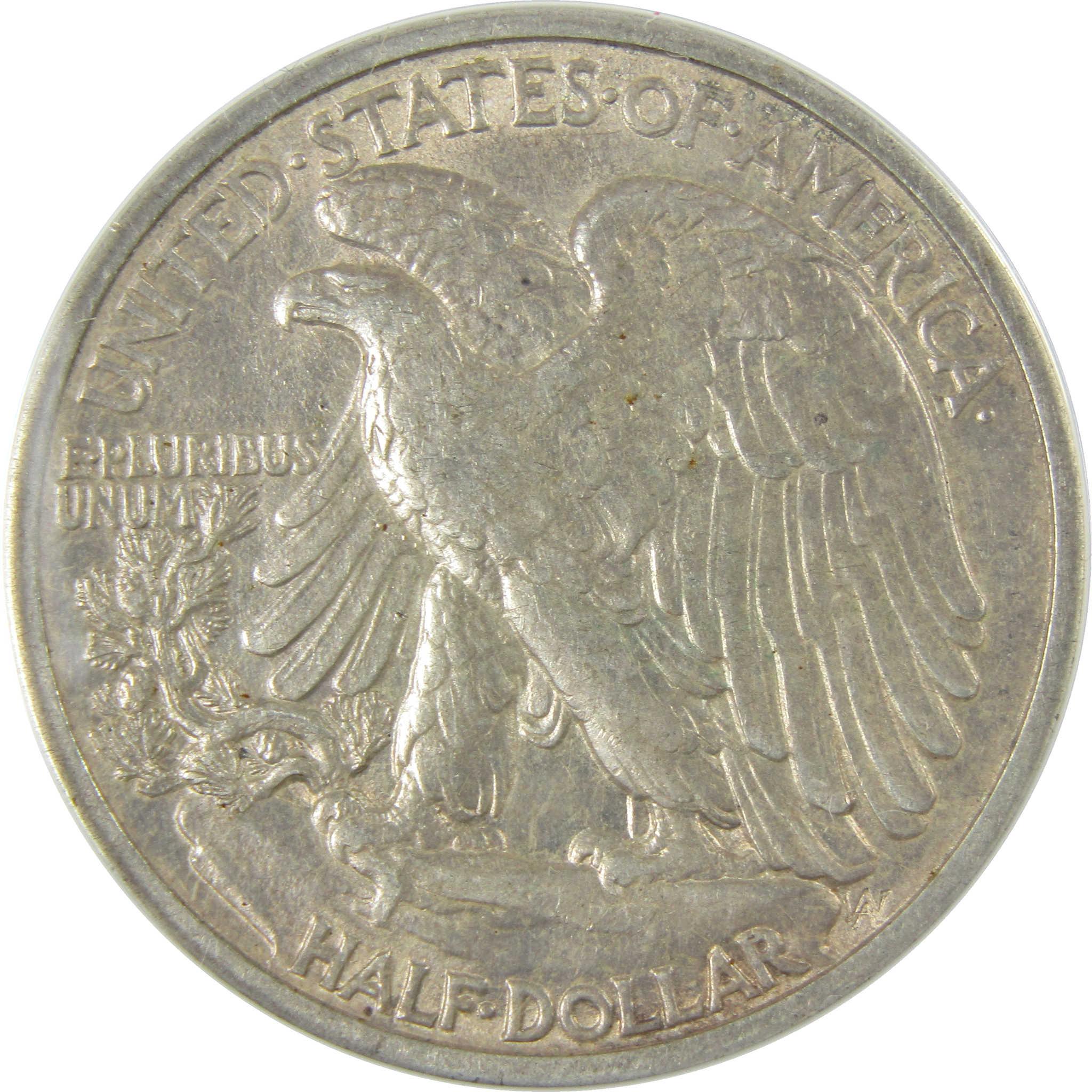 1916 D Liberty Walking Silver 50c EF 45 Details ANACS SKU:CP581