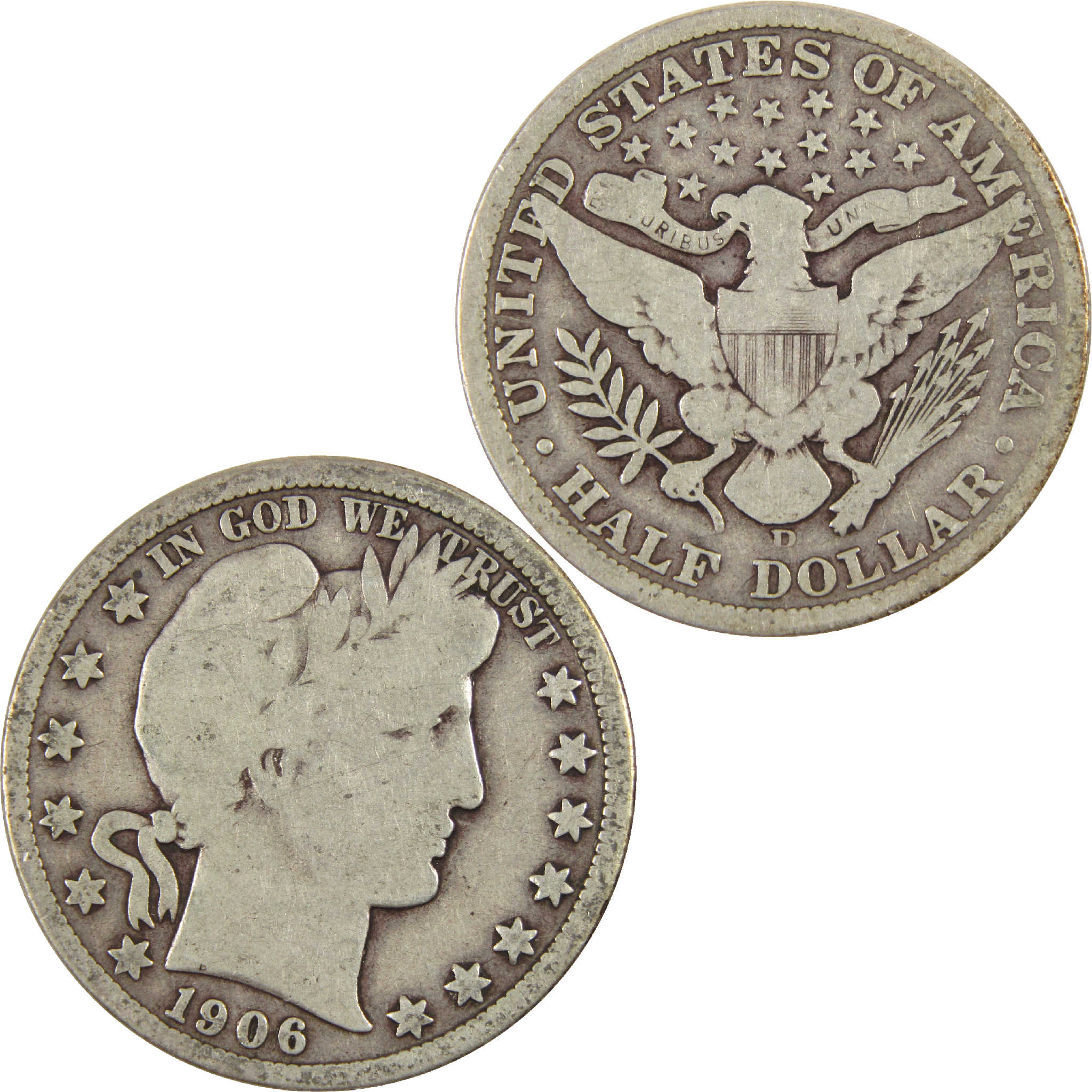 1906 D Barber Half Dollar G Good Silver 50c Coin