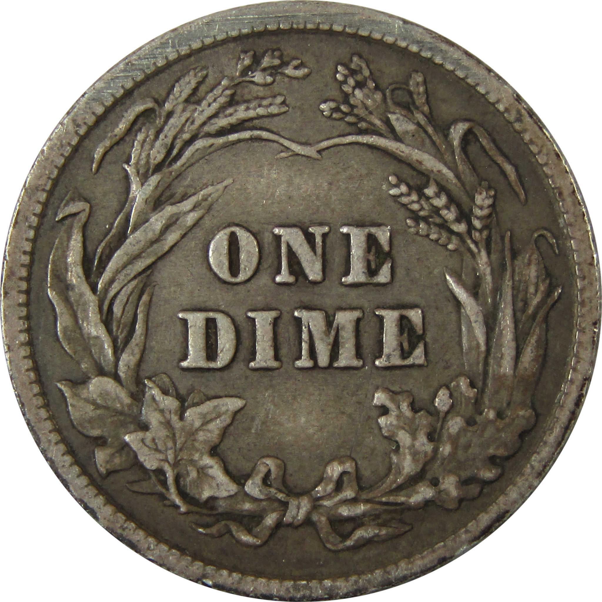 1902 Barber Silver Dime F Fine 10c Coin Collectible SKU:CP986