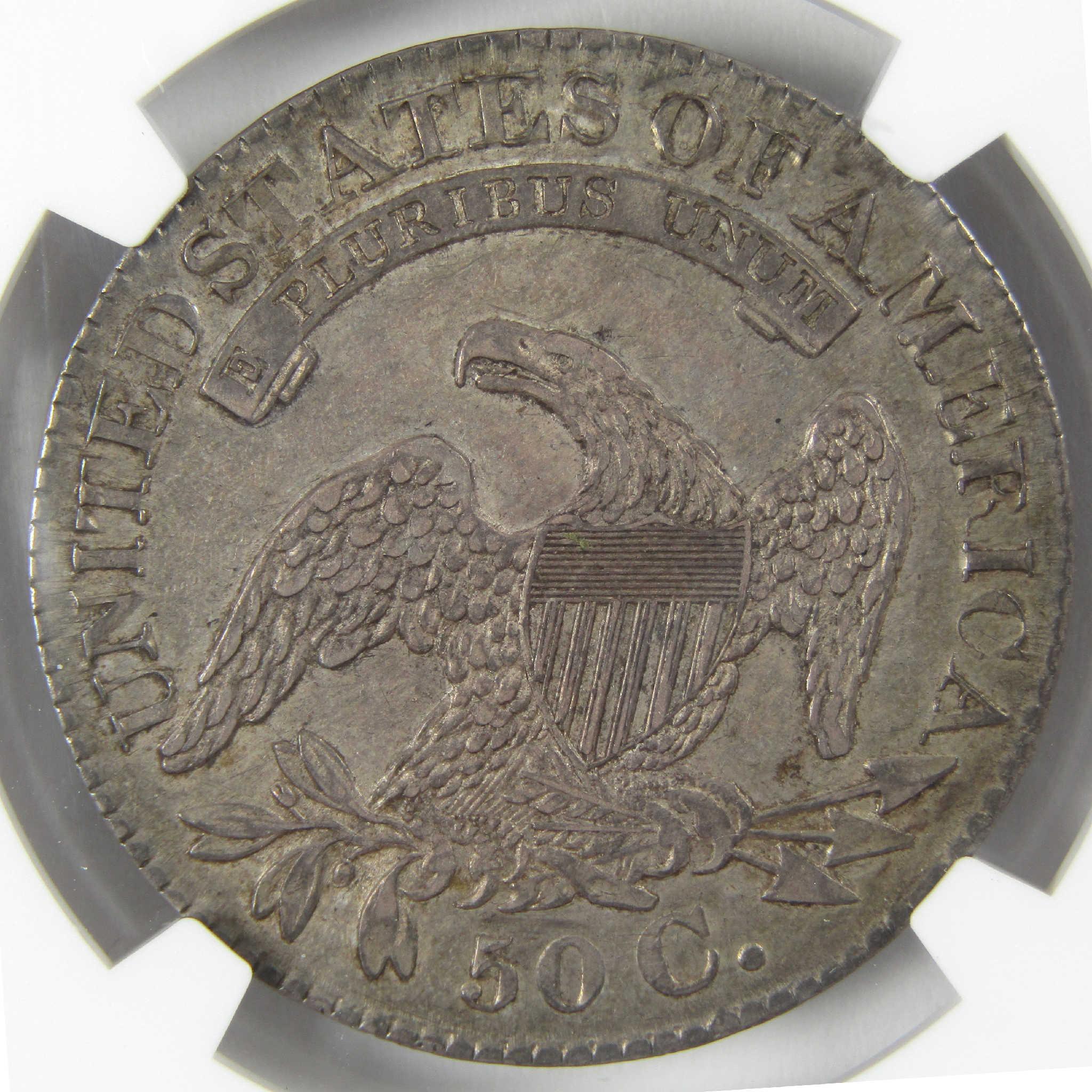 1827 Square Base 2 Capped Bust Silver Half Dollar AU 58 NGC 50c Coin