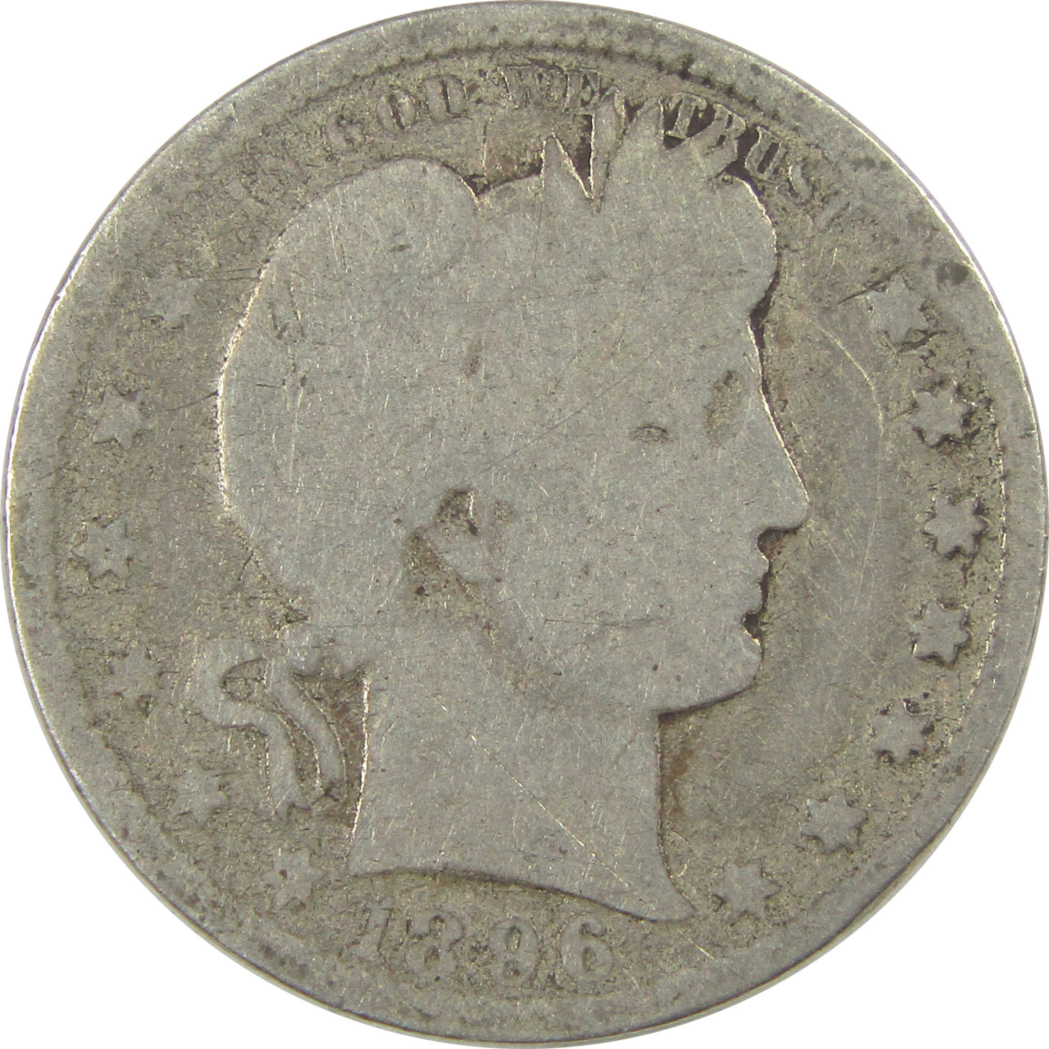 1896 O Barber Quarter AG About Good Silver 25c Coin SKU:I21874