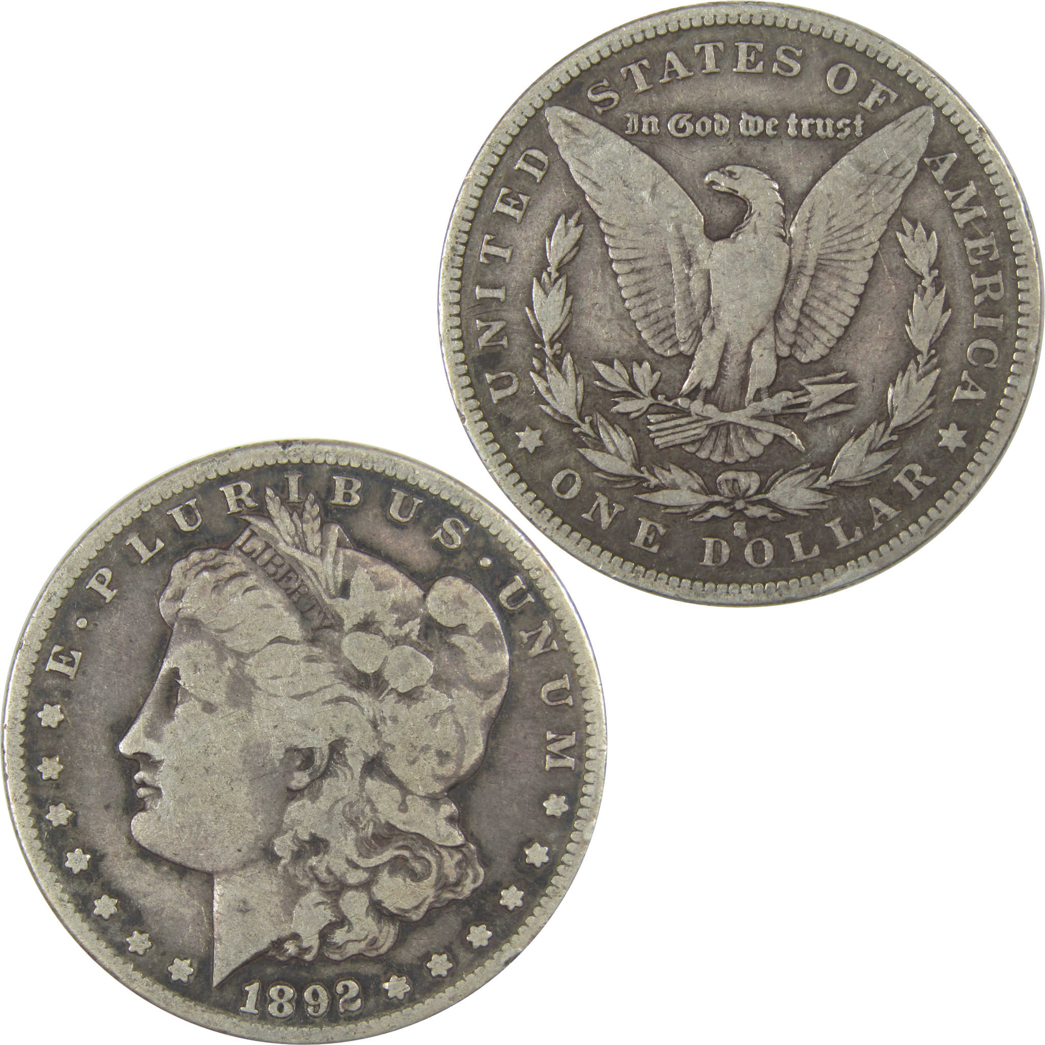 1892 S Morgan Dollar VG Very Good Silver $1 Coin SKU:CP74 - Morgan coin - Morgan silver dollar - Morgan silver dollar for sale - Profile Coins & Collectibles