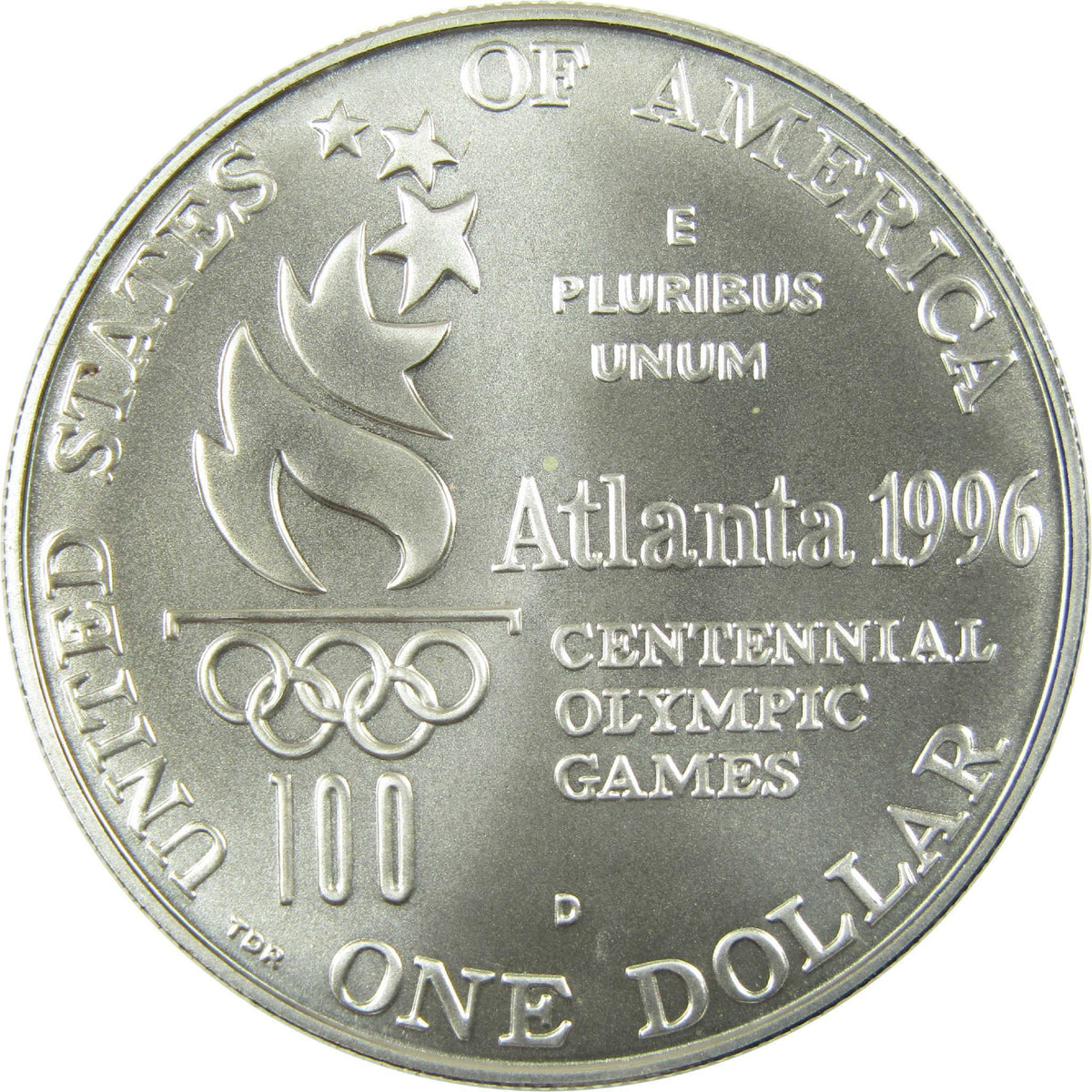 1996 D Atlanta Olympics Tennis Commemorative Silver $1 Uncirculated