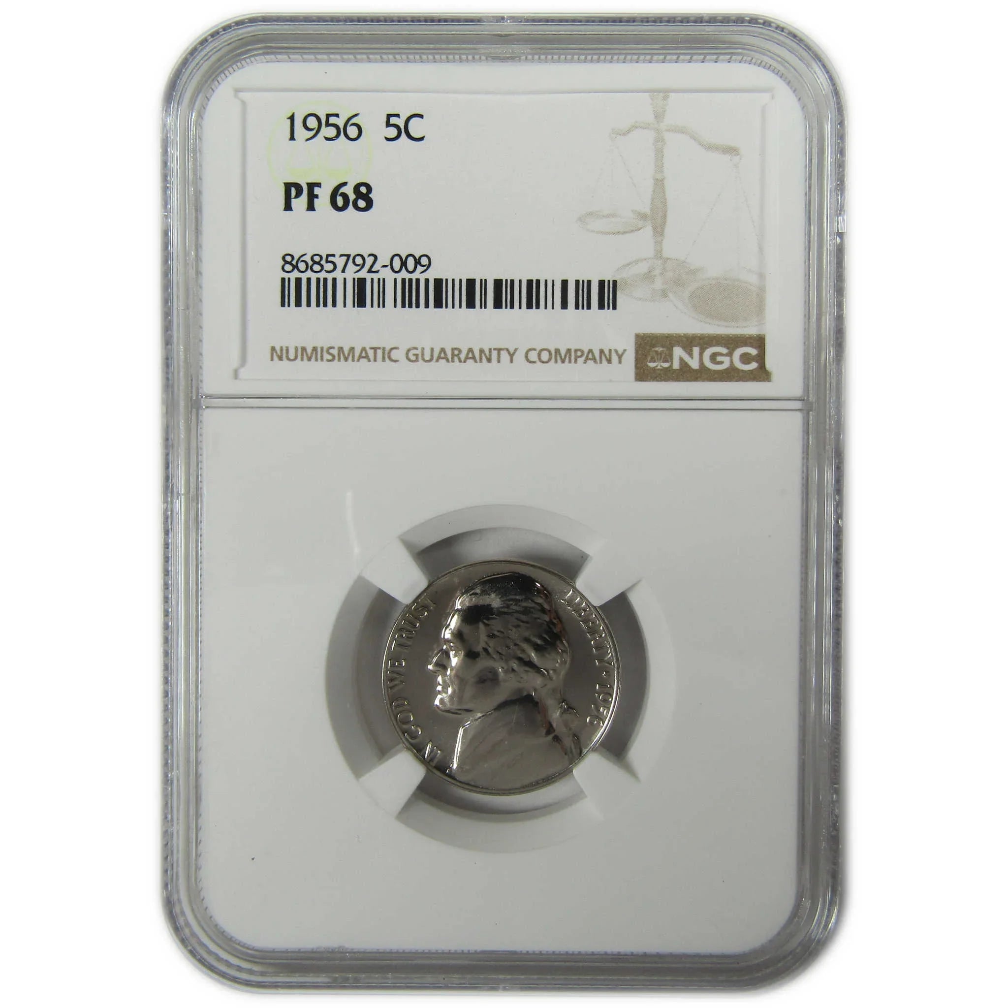 1956 Jefferson Nickel PF 68 NGC Proof 5c Coin Collectible SKU:I27377