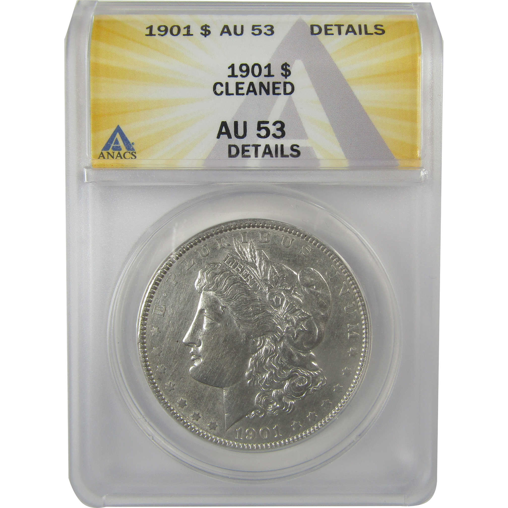 1901 Morgan Dollar AU 53 Details ANACS Silver $1 Coin SKU:I21289 - Morgan coin - Morgan silver dollar - Morgan silver dollar for sale - Profile Coins & Collectibles