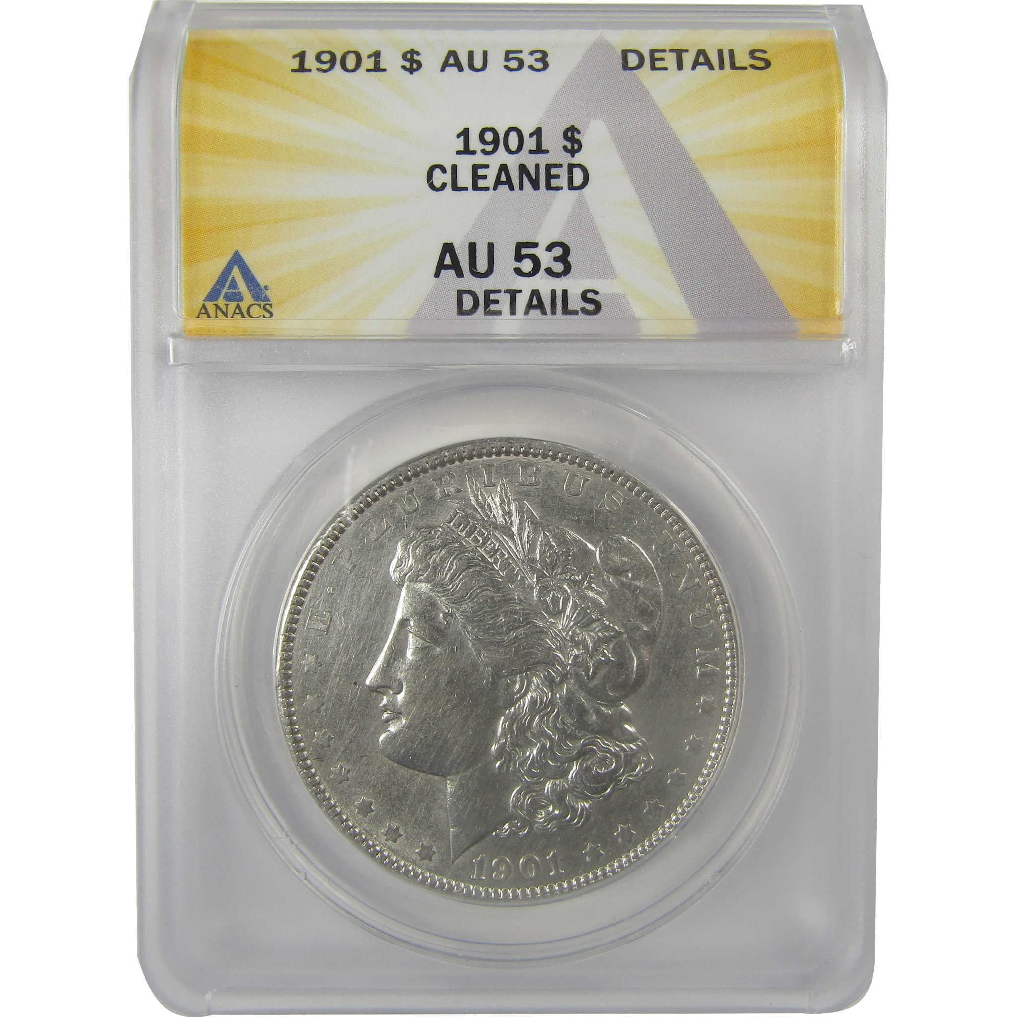 1901 Morgan Dollar AU 53 Details ANACS Silver $1 Coin SKU:I21289 - Morgan coin - Morgan silver dollar - Morgan silver dollar for sale - Profile Coins & Collectibles