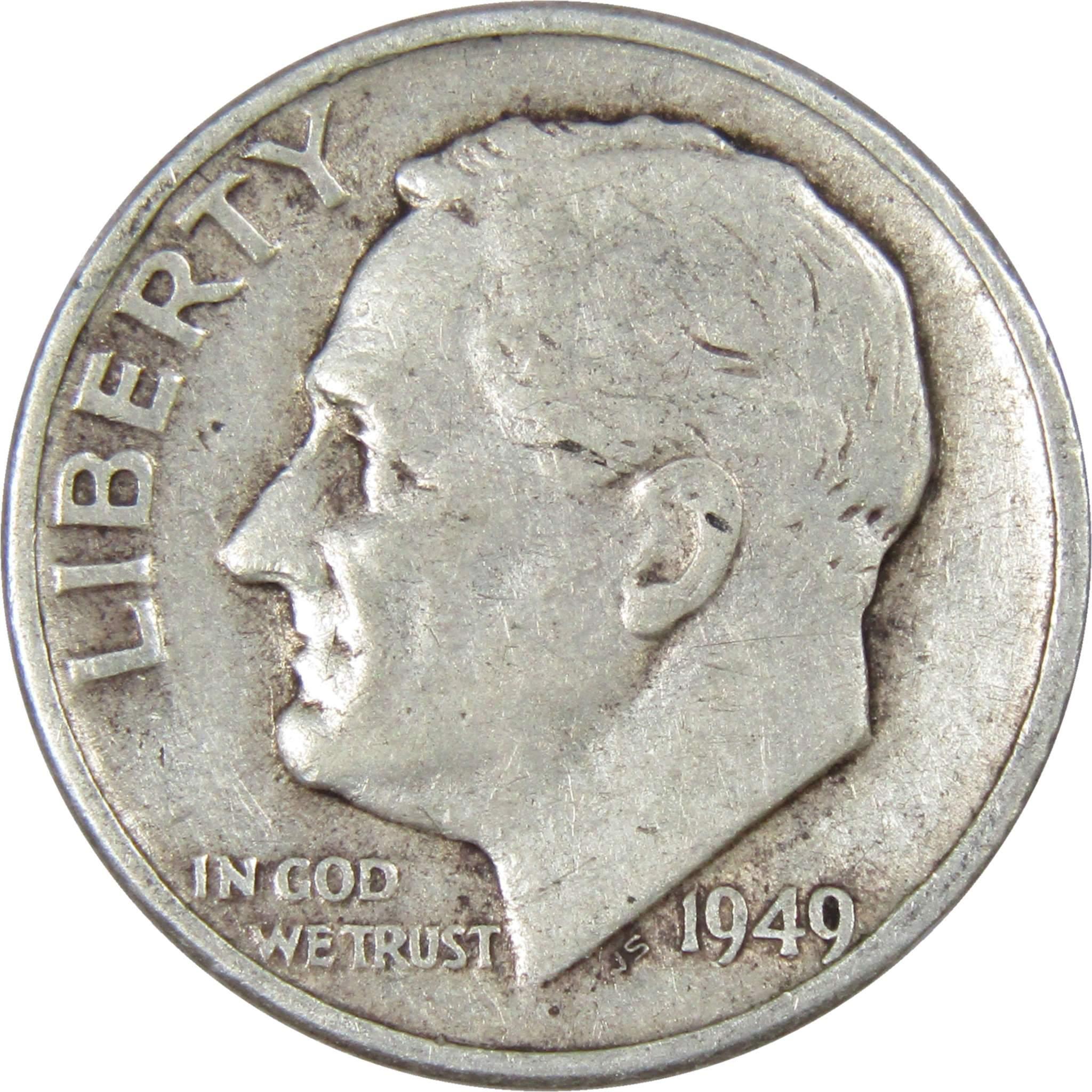 1949 Roosevelt Dime Circulated Silver 10c Coin Collectible