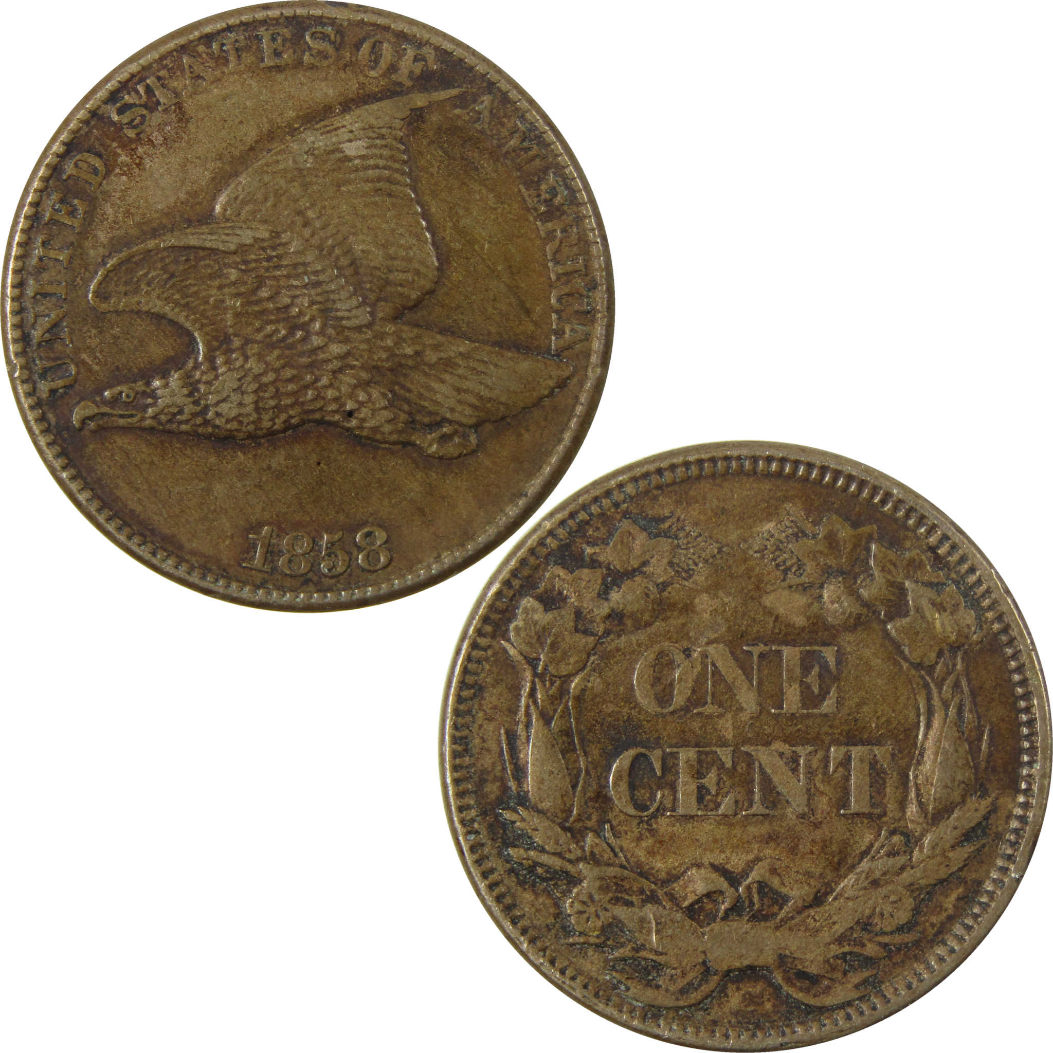 1858 Large Letters Flying Eagle Cent AU About Uncirculated SKU:I28488