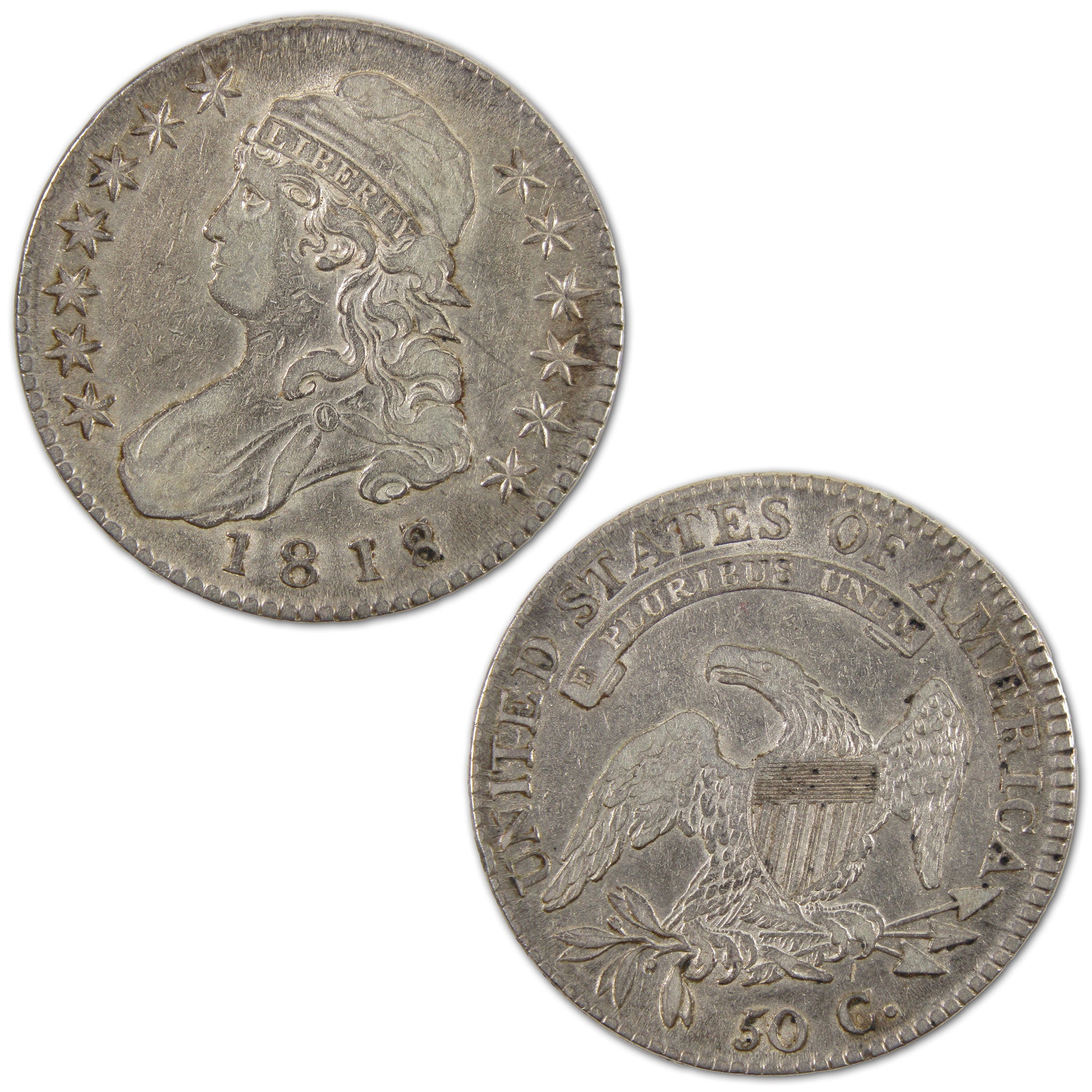 1818/7 Large 8 Capped Bust Half Dollar XF Details Silver SKU:I10921