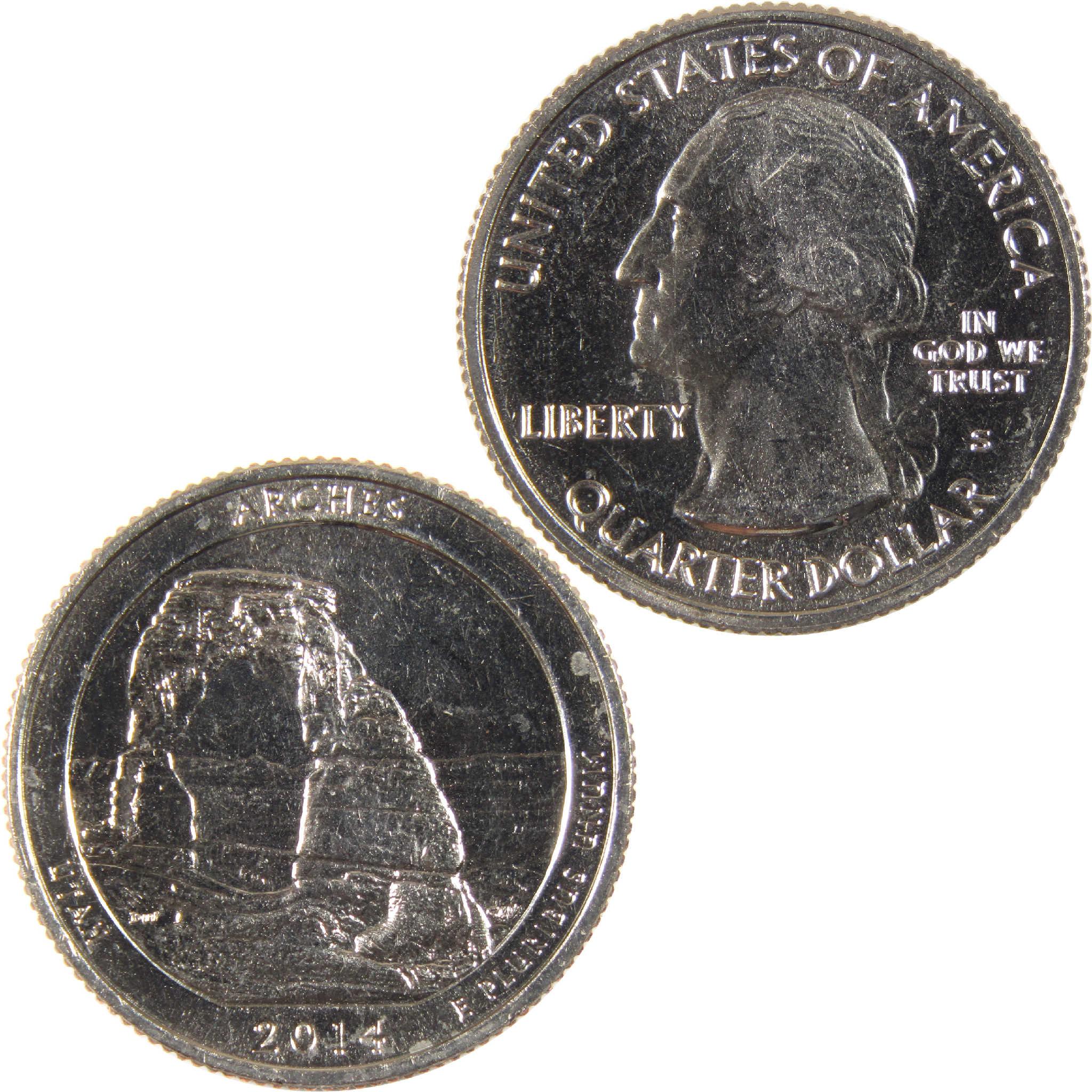 2014 S Arches National Park Quarter Uncirculated Clad 25c Coin