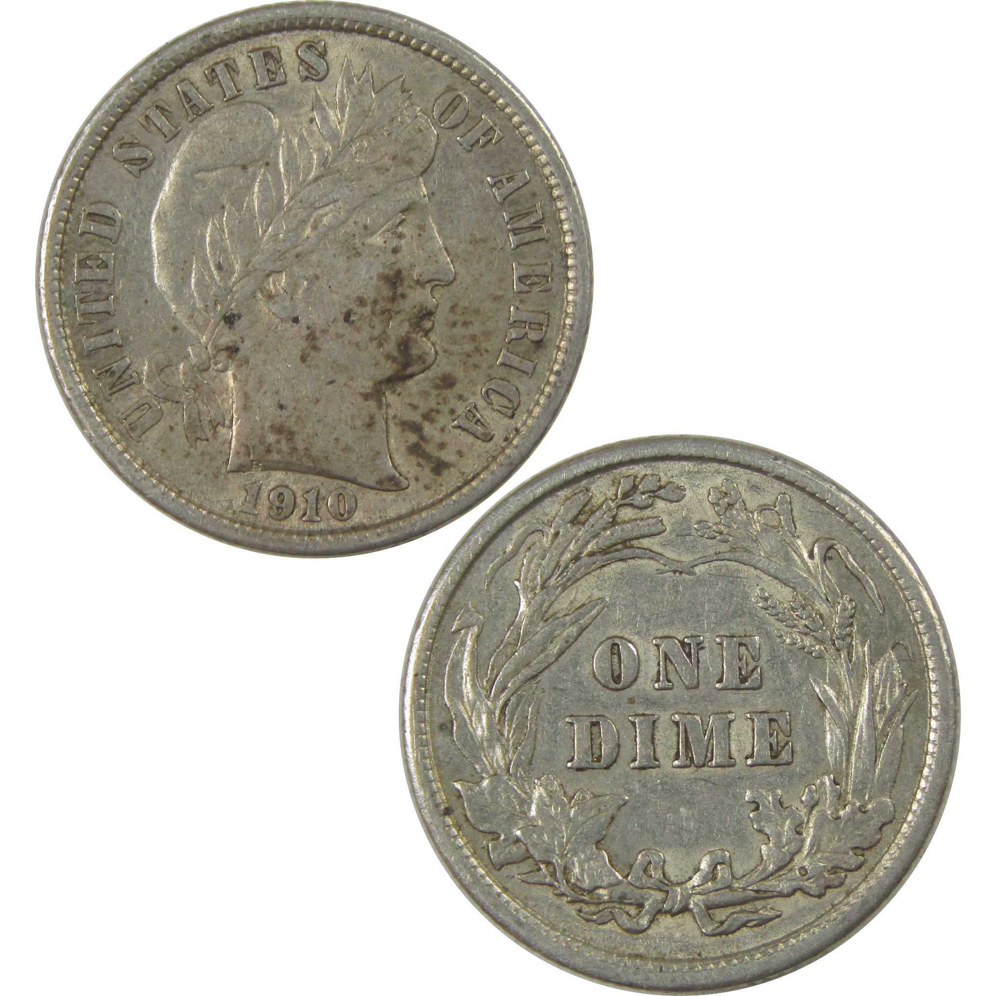 1910 Barber Dime XF EF Extremely Fine Details Silver Toned SKU:I20663