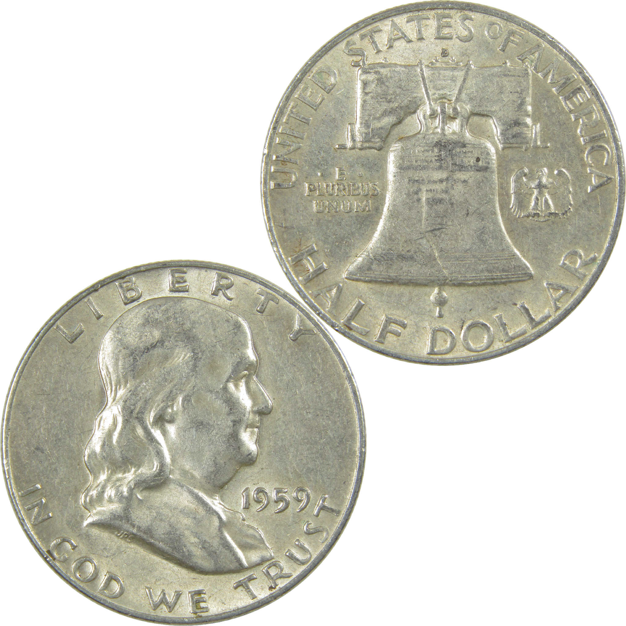 1959 D Franklin Half Dollar AU About Uncirculated Silver 50c Coin