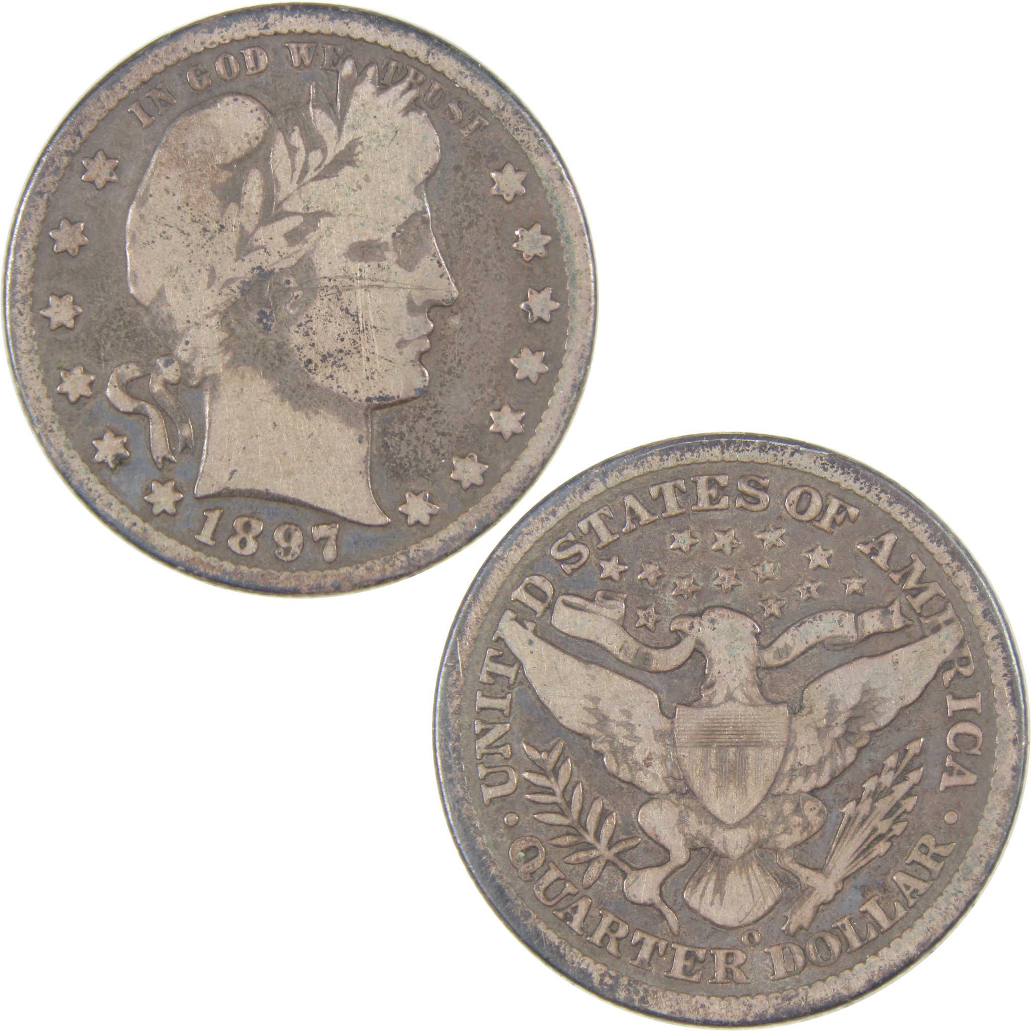 1897 O Barber Quarter VG Very Good Silver 25c Coin SKU:I16842