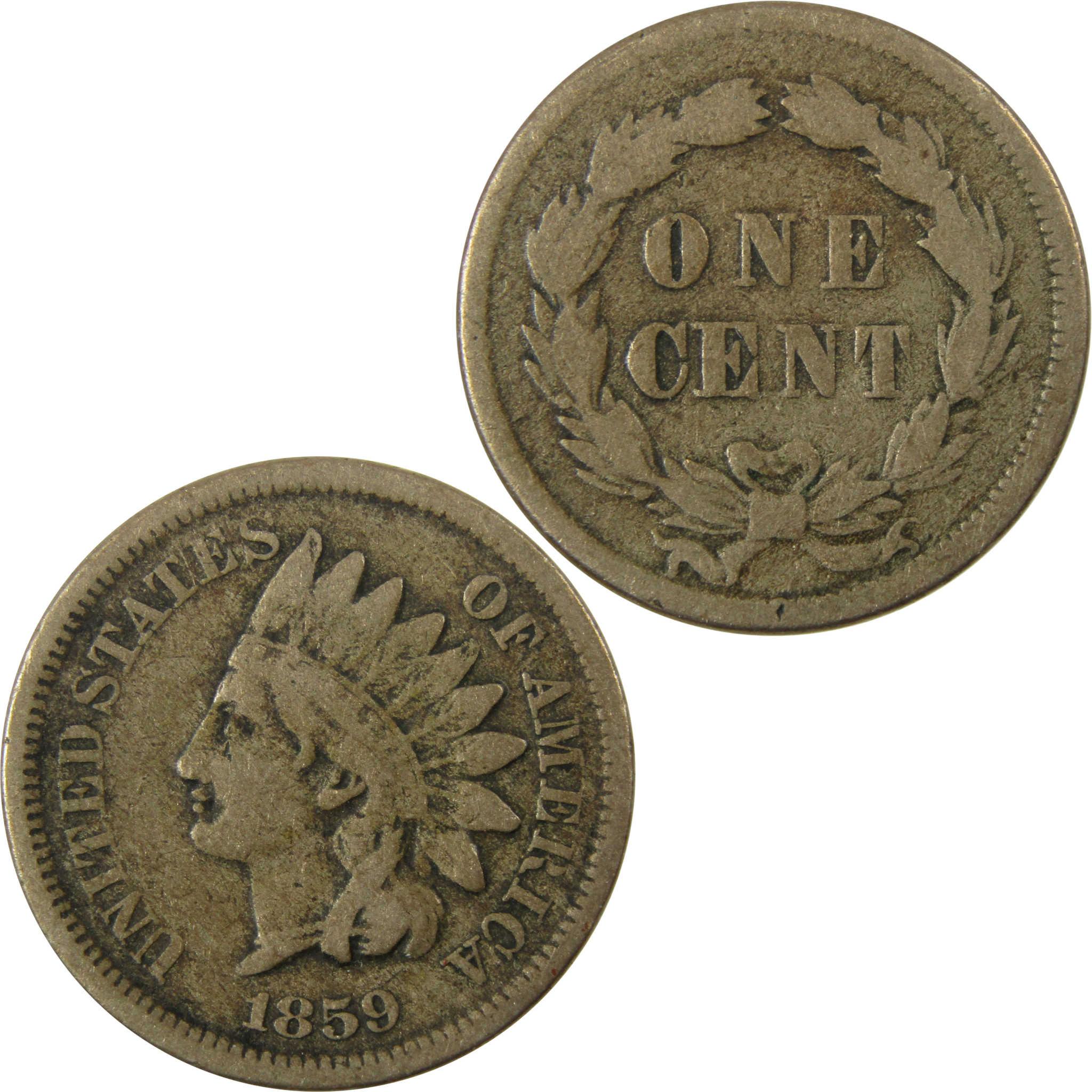 1859 Indian Head Cent VG Very Good Penny 1c Coin SKU:CP1262