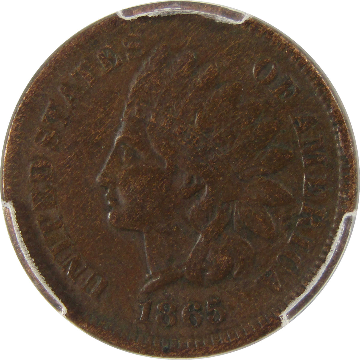 1865 Fancy 5 Indian Head Cent VF Details PCGS Penny 1c Coin SKU:I29342