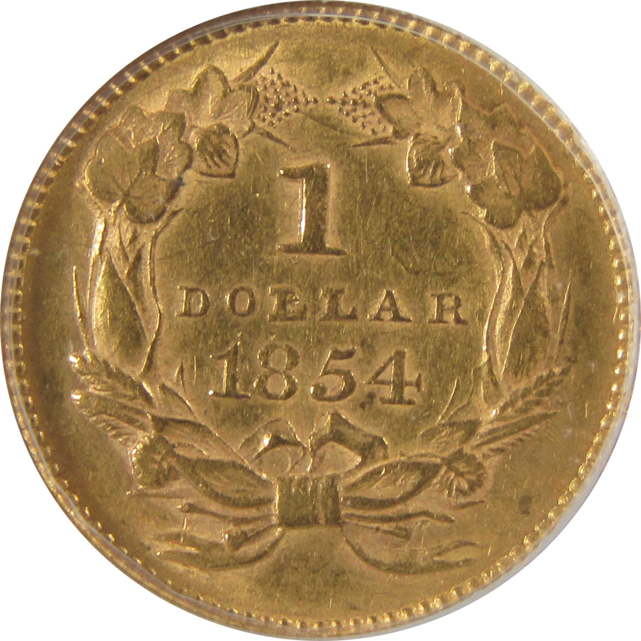 1854 Indian Princess Head Gold Dollar AU 53 Details ANACS SKU:I25469