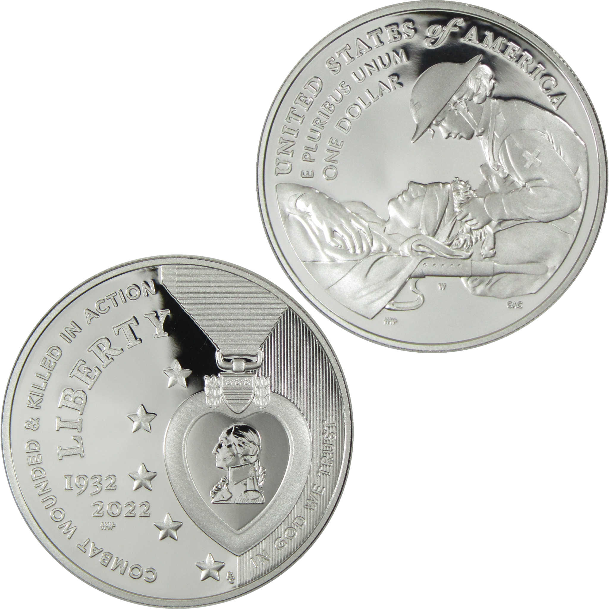 2022 W National Purple Heart Commemorative Silver Dollar Proof $1 Coin