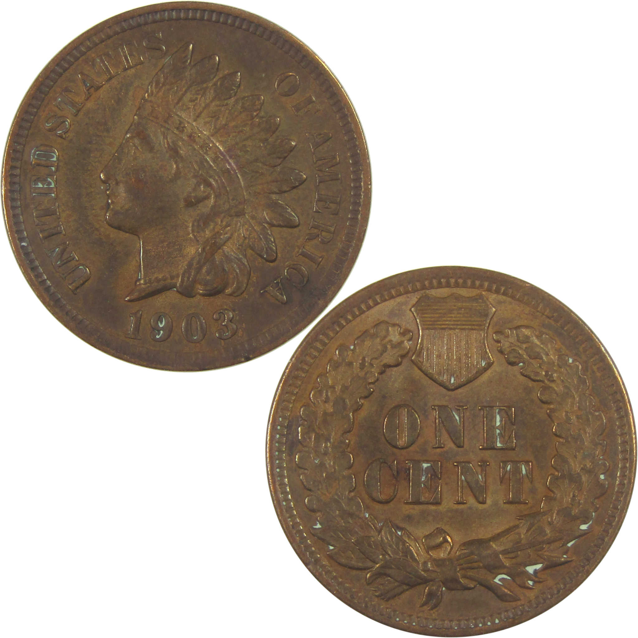 1903 Indian Head Cent AU About Uncirculated Penny 1c Coin SKU:I19947