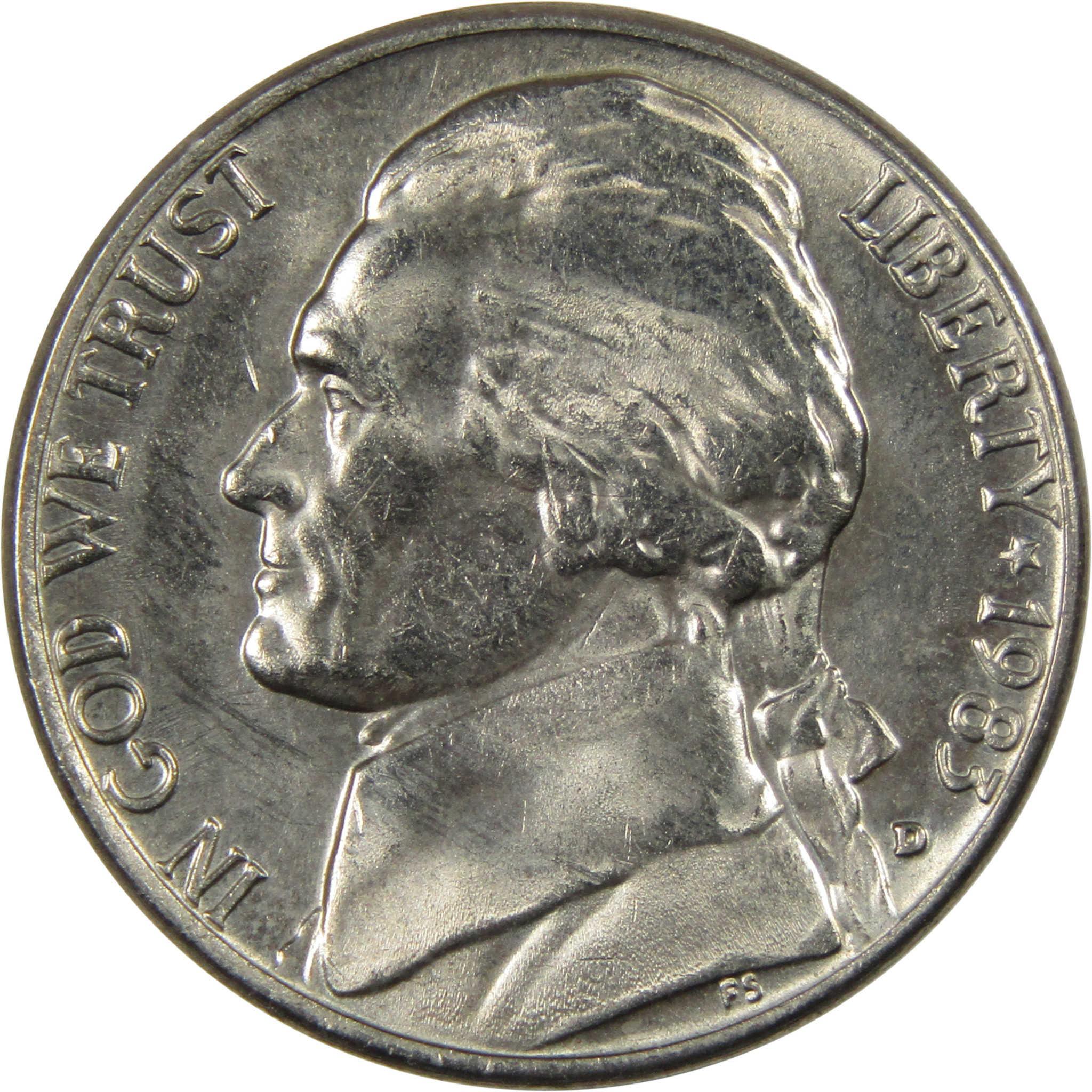 1983 D Jefferson Nickel Uncirculated 5c Coin