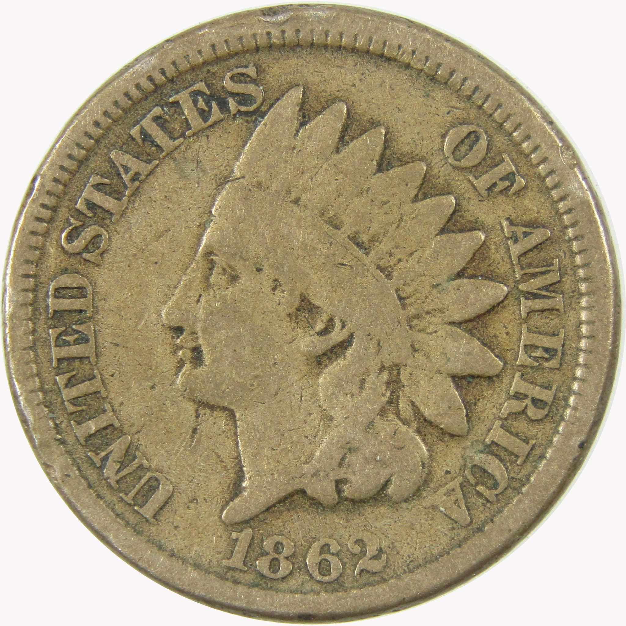 1862 Indian Head Cent G Good Penny 1c Coin SKU:CP1085