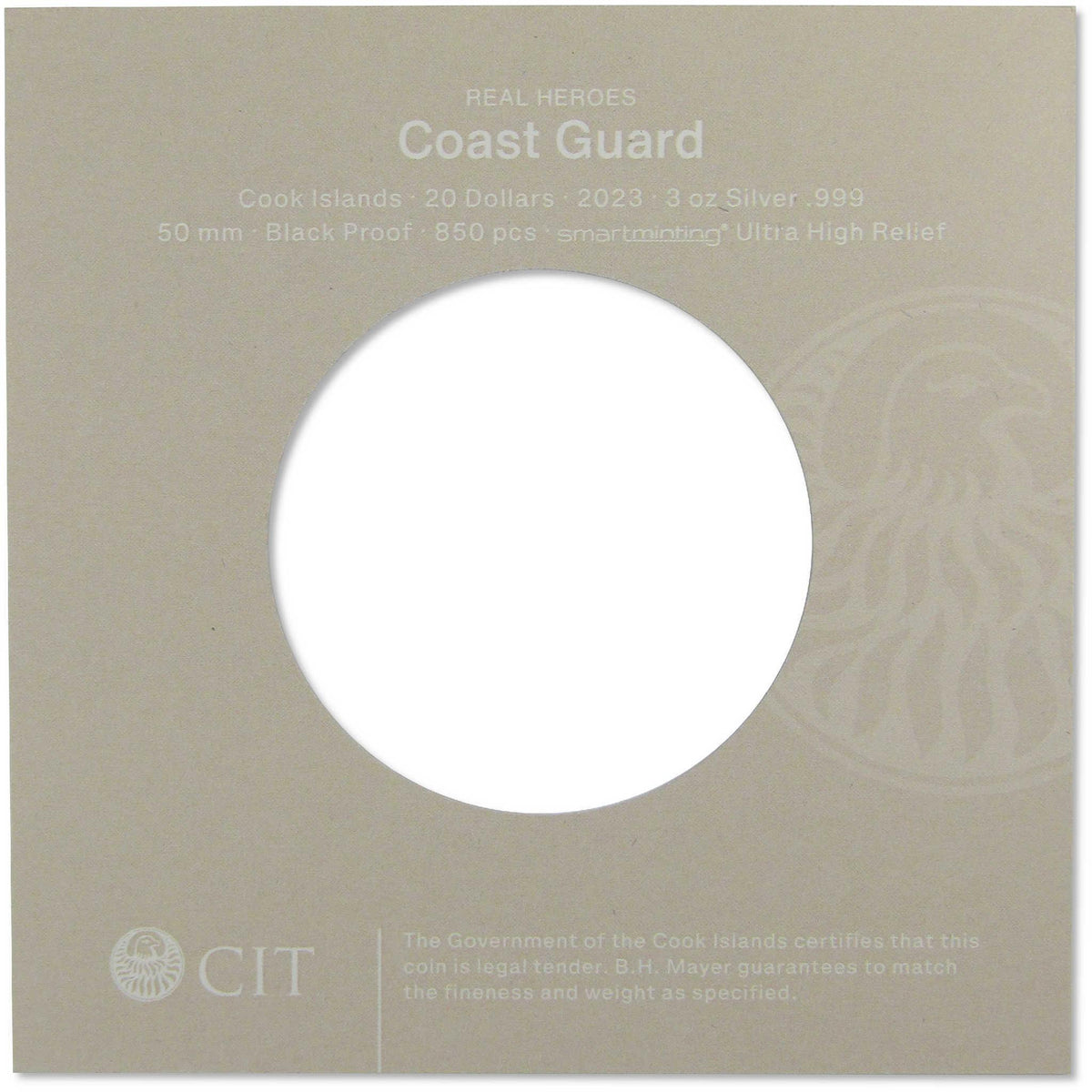 Real Heroes Coast Guard 3 oz Silver Black Proof $20 2023 Cook Islands