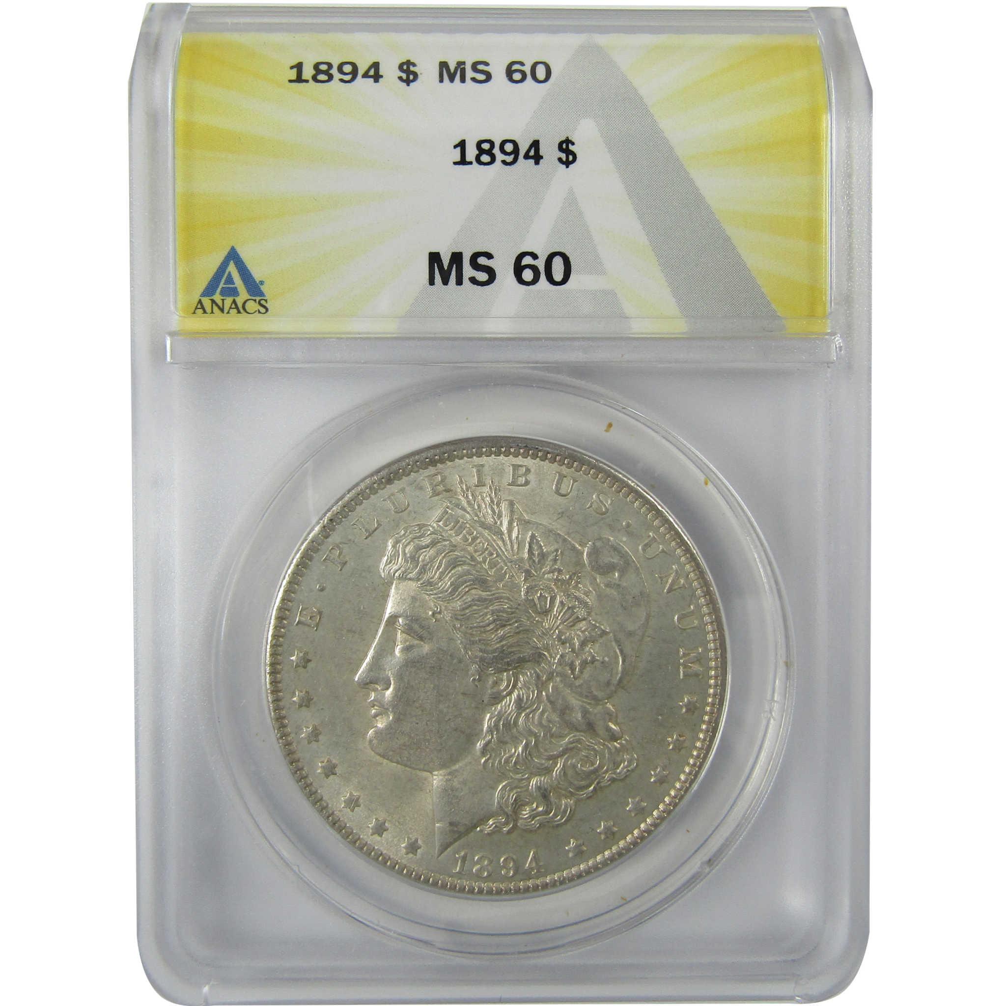 1894 Morgan Silver Dollar MS 60 ANACS Uncirculated $1 Coin SKU:CP585 - Morgan coin - Morgan silver dollar - Morgan silver dollar for sale - Profile Coins & Collectibles