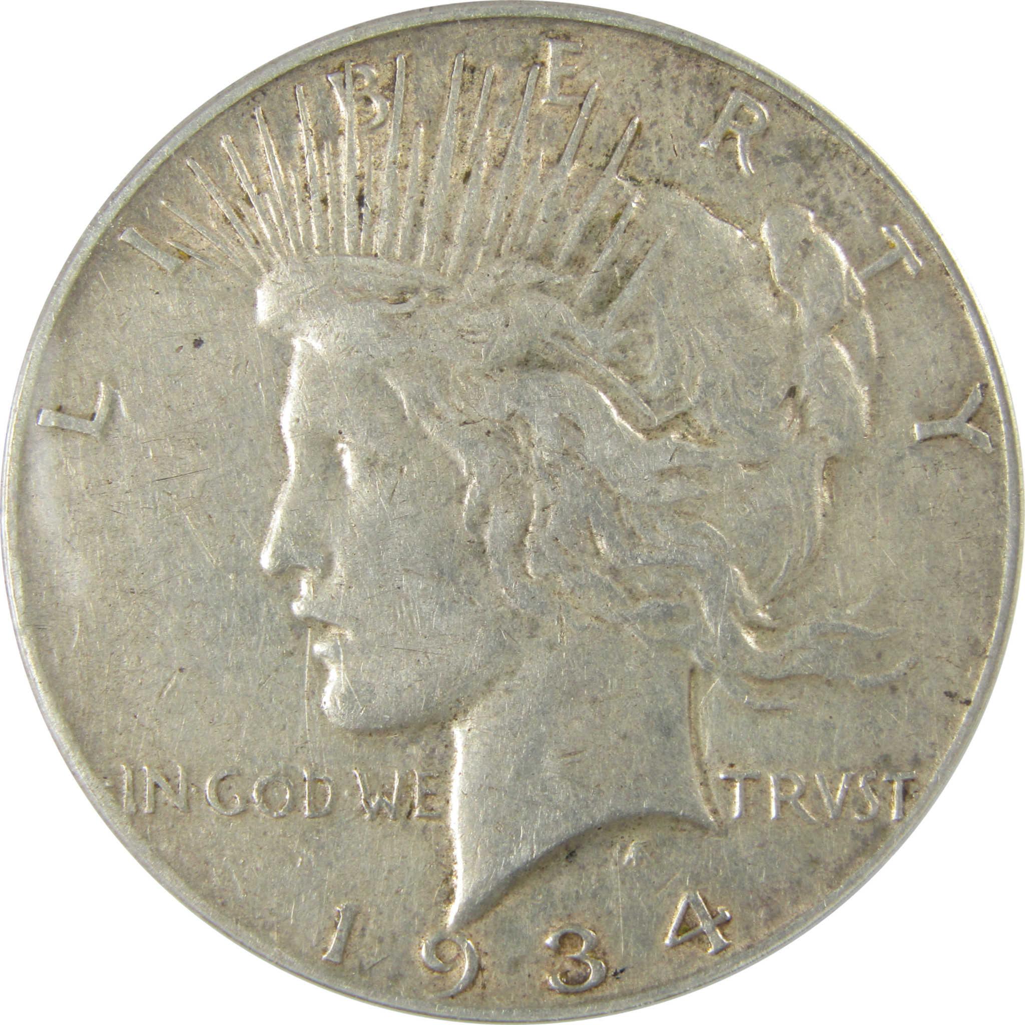 1934 S Peace Silver Dollar EF 45 Details ANACS $1 Coin SKU:CP589