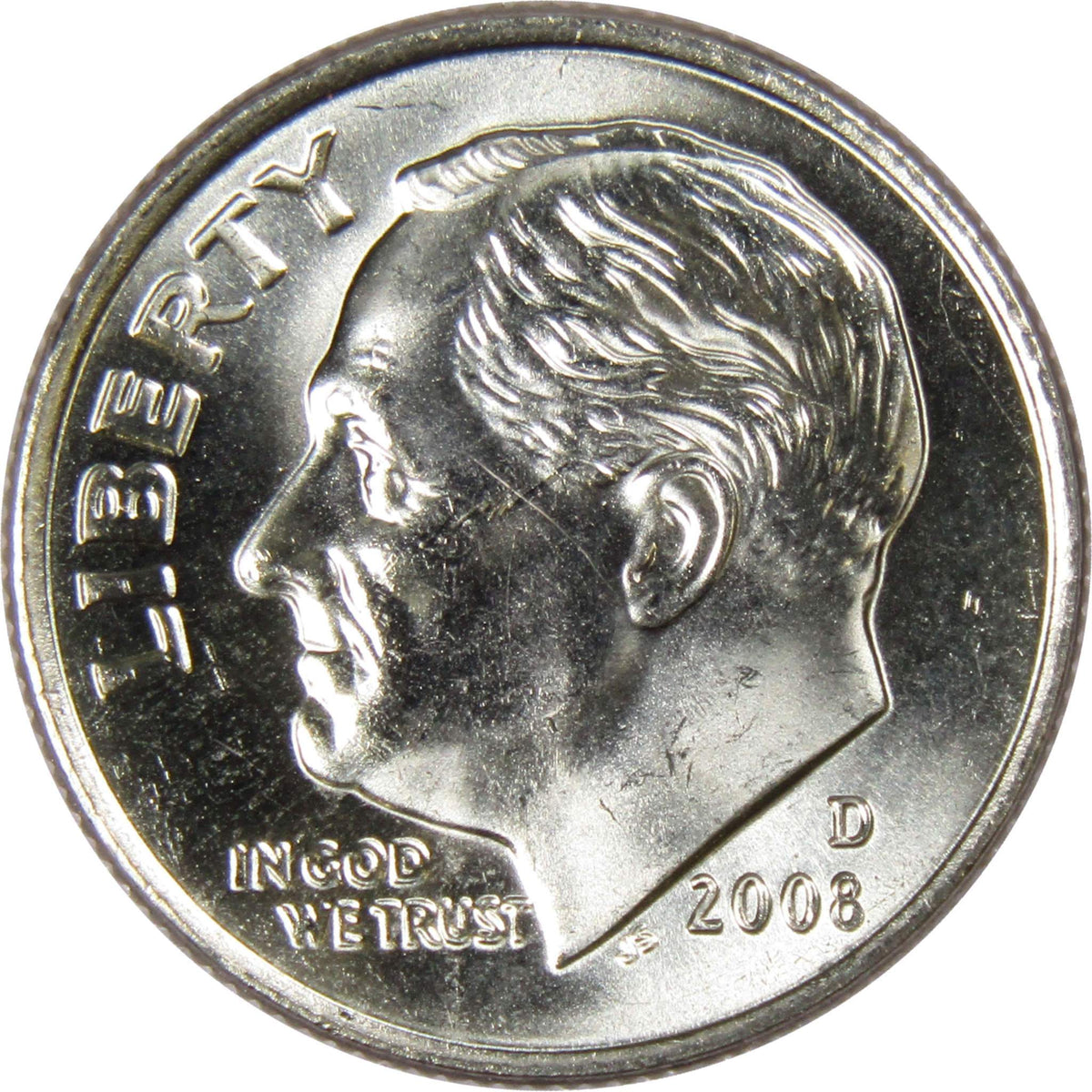 2008 D Roosevelt Dime Clad Uncirculated Mint State 10c Coin