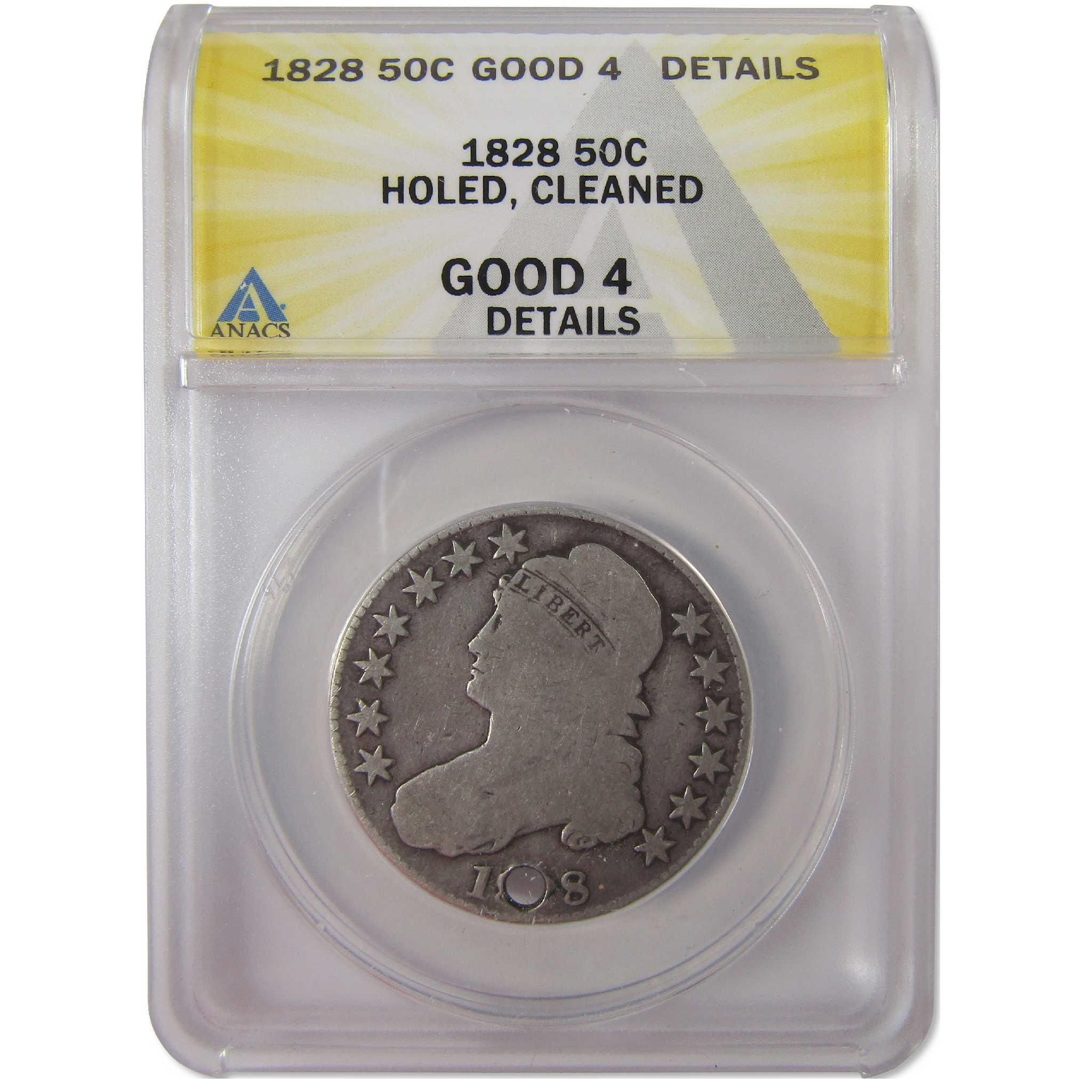 1828 Capped Bust Silver Half Dollar G 4 Details ANACS SKU:I25527