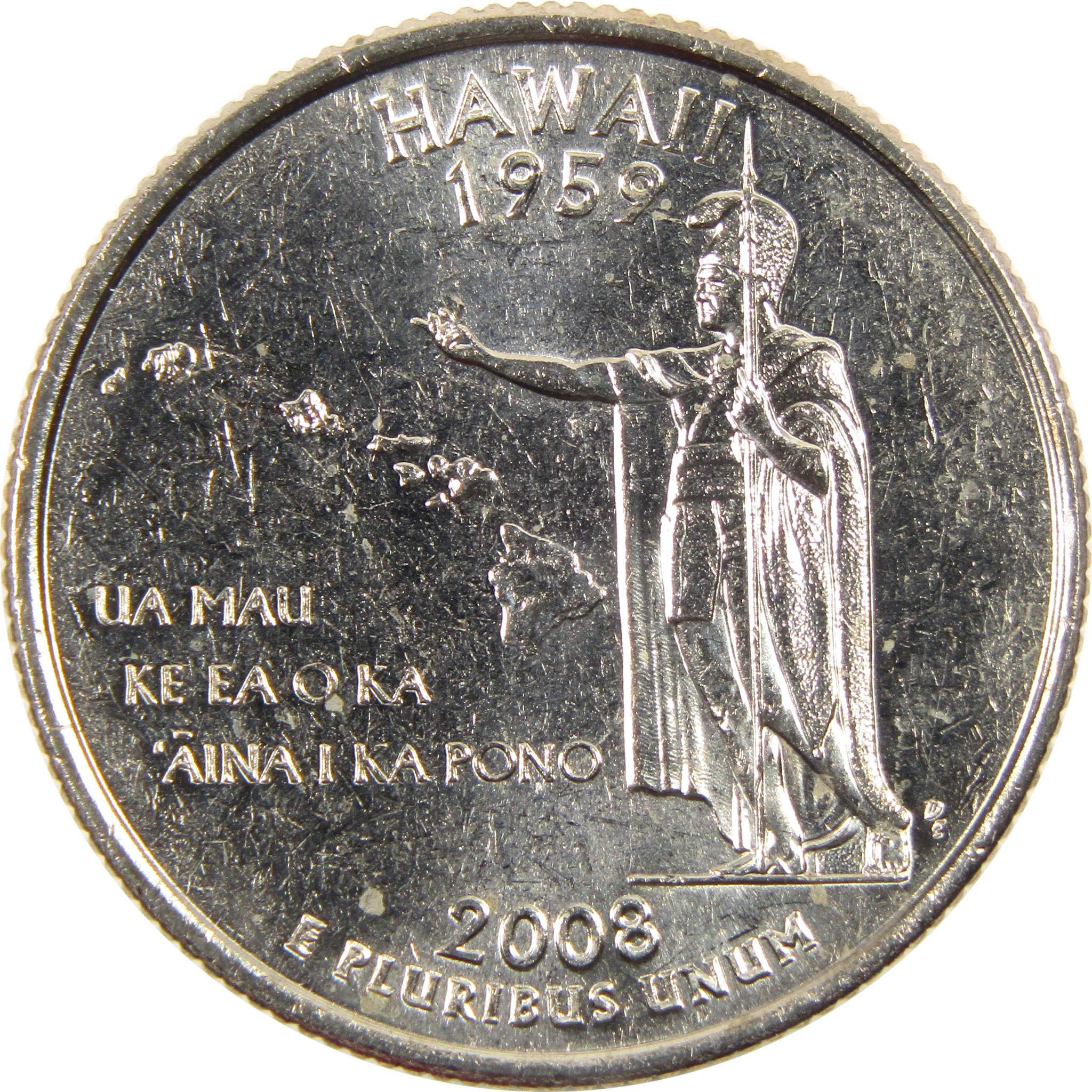 2008 P Hawaii State Quarter BU Uncirculated Clad 25c Coin