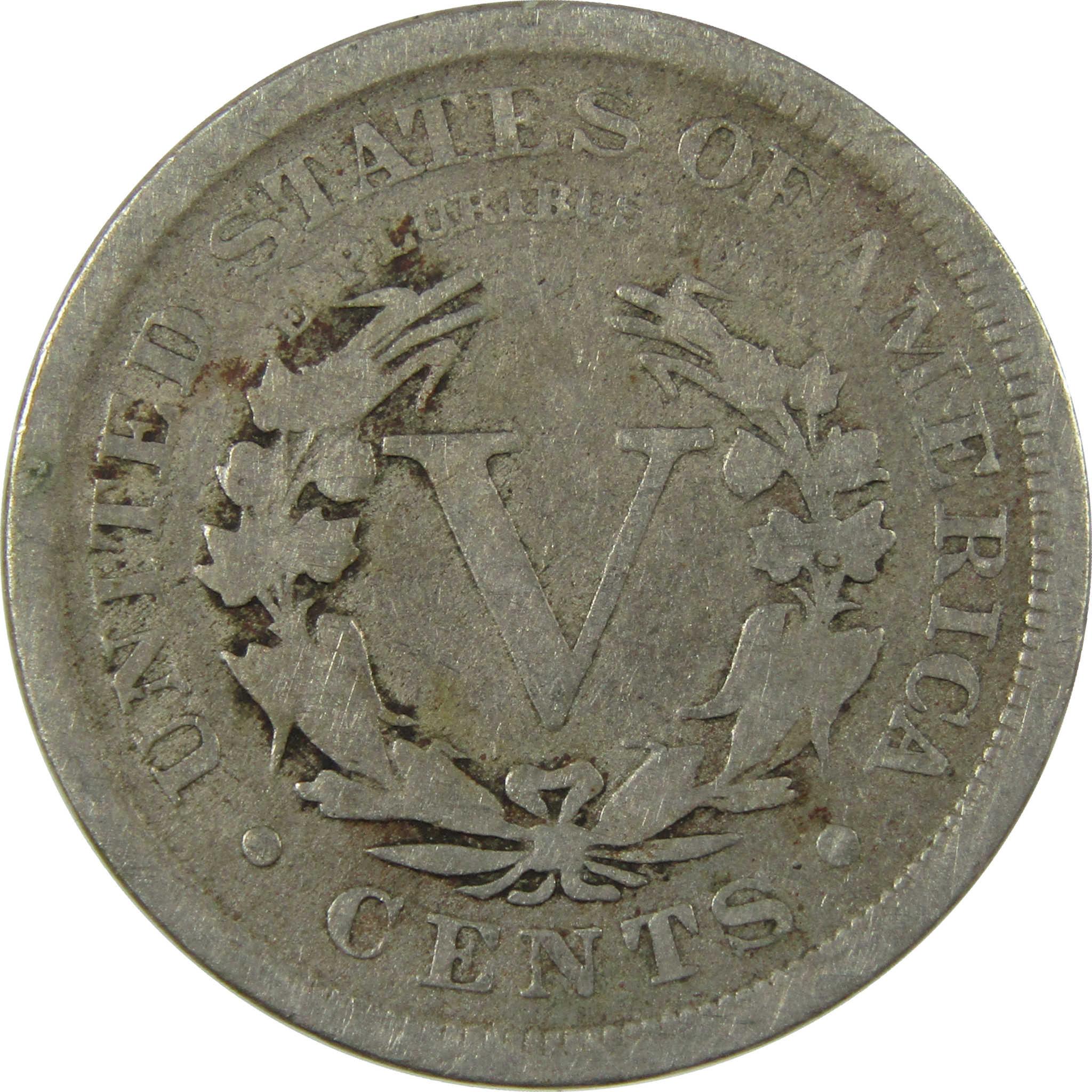 1908 Liberty Head V Nickel G Good 5c Coin Collectible SKU:I26917